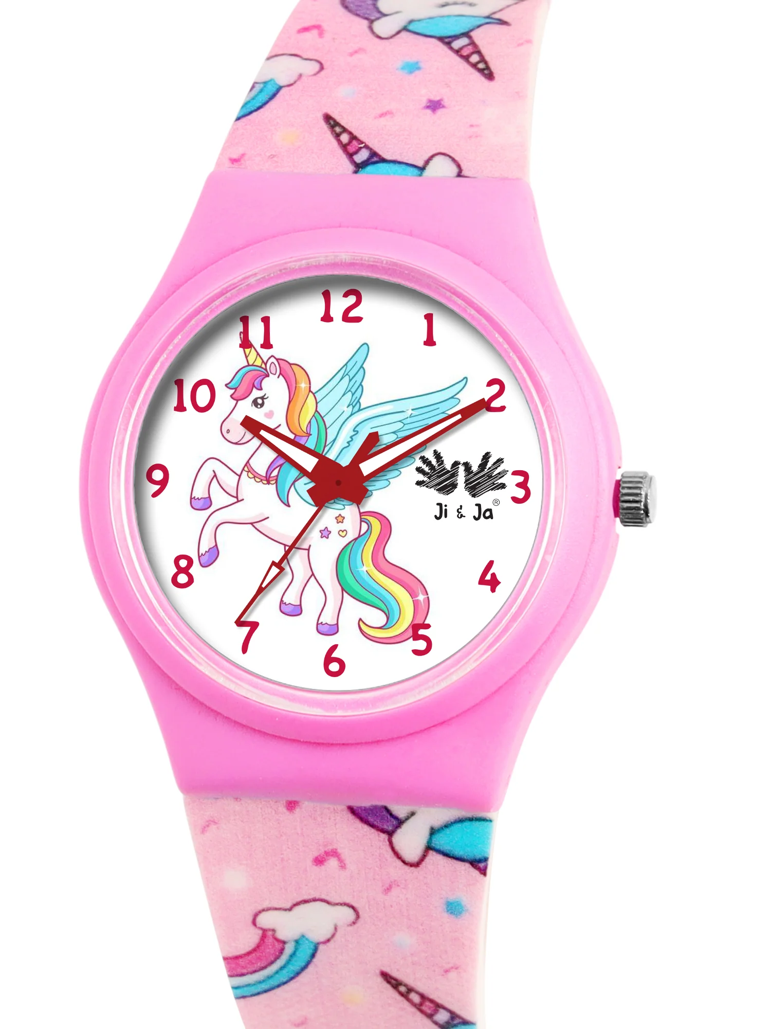 Kids’ White Dial Analog Watch with Unicorn Print Silicone Strap - JJ206 - Image 3