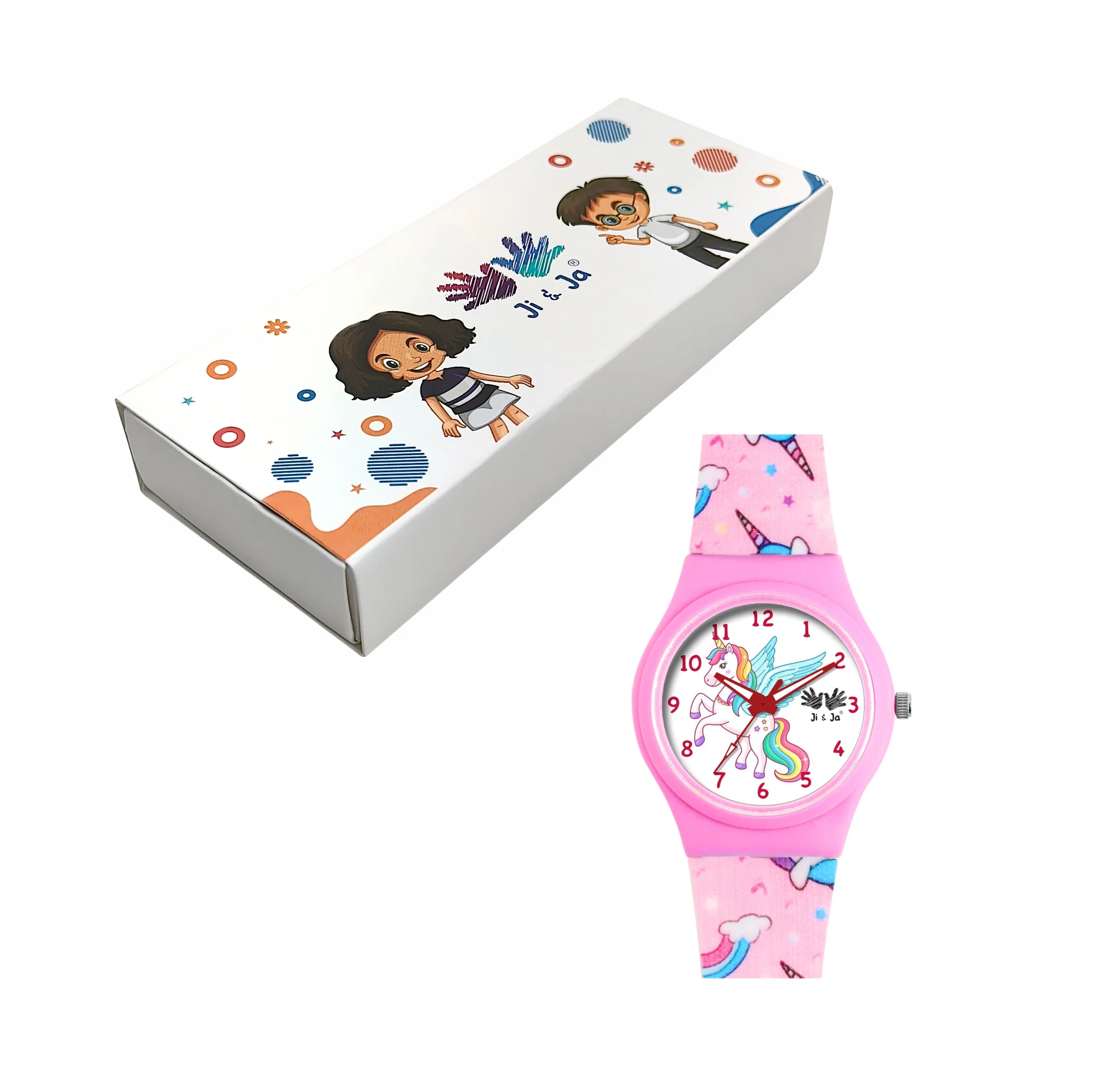 Kids’ White Dial Analog Watch with Unicorn Print Silicone Strap - JJ206 - Image 6
