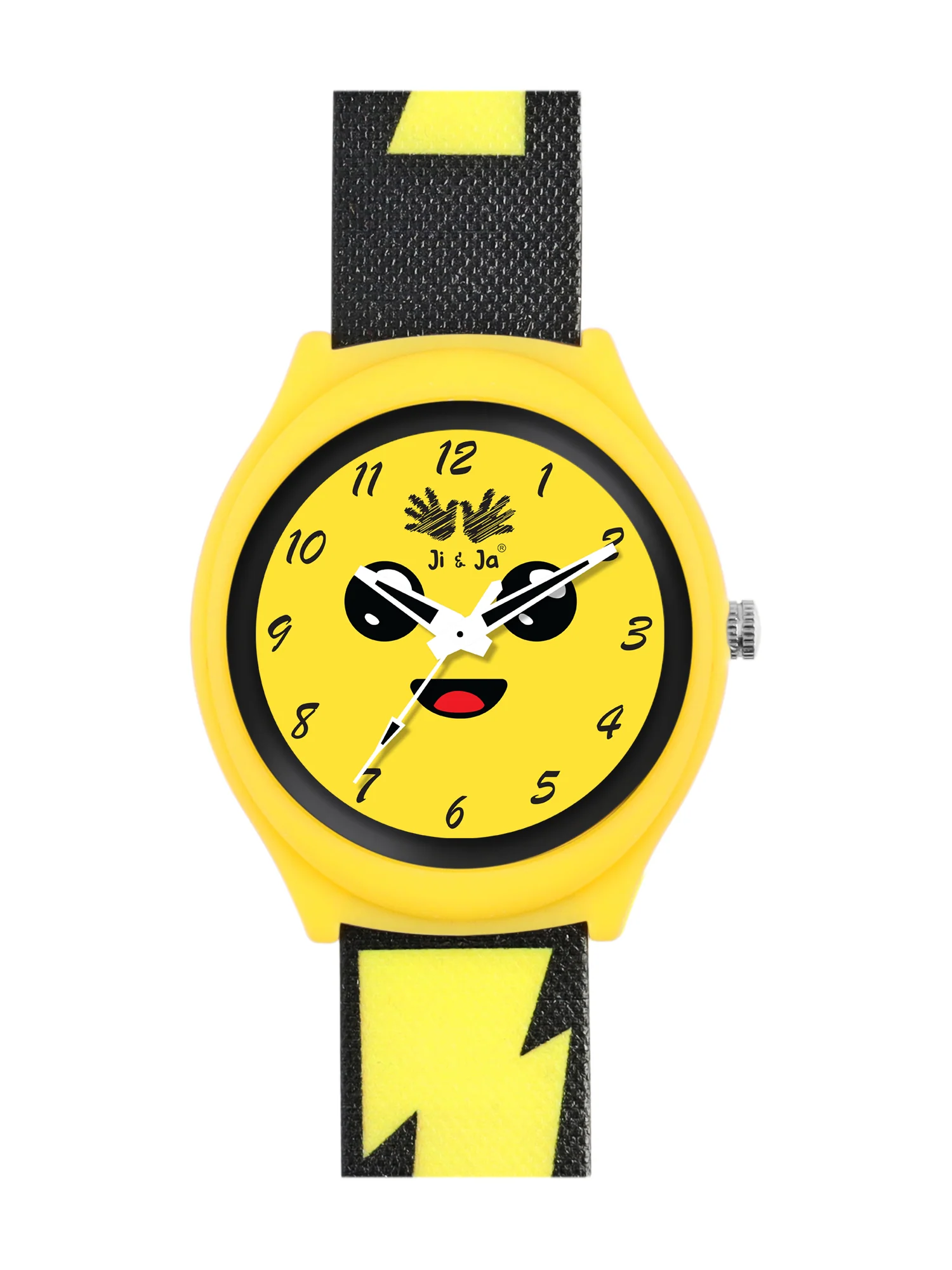 Kids’ Yellow Emoji Dial Analog Watch with Lightning Bolt Strap - JJ243 - Image 2