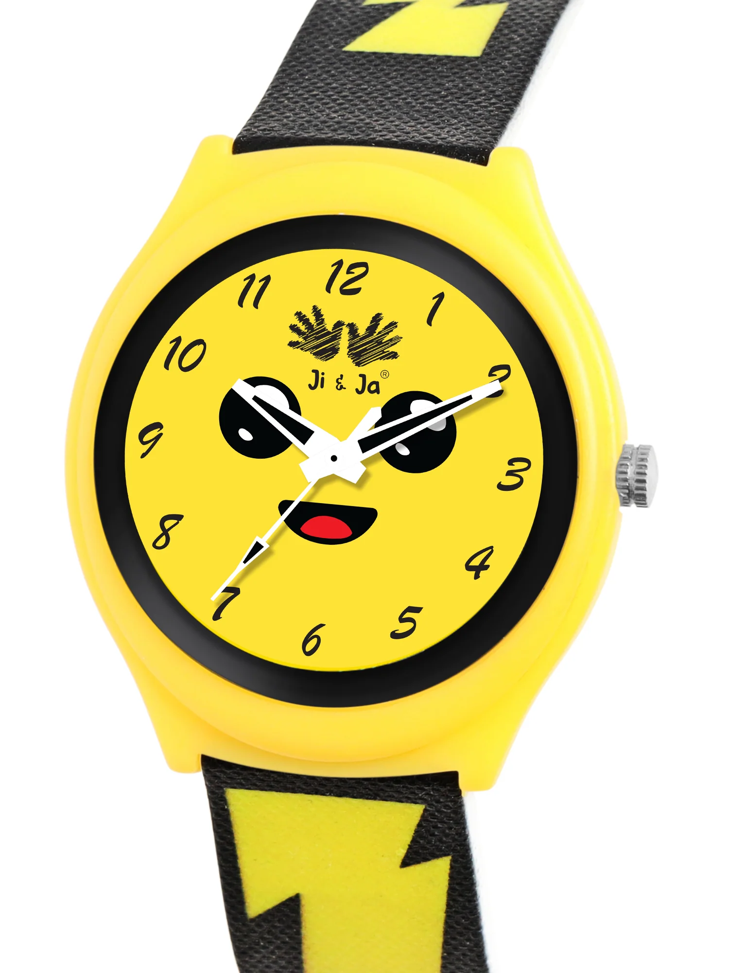 Kids’ Yellow Emoji Dial Analog Watch with Lightning Bolt Strap - JJ243 - Image 3