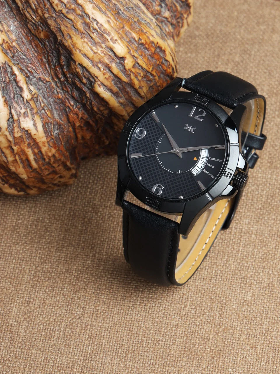 Men's Black Leather Strap Date Watch KLMO104A - Image 3