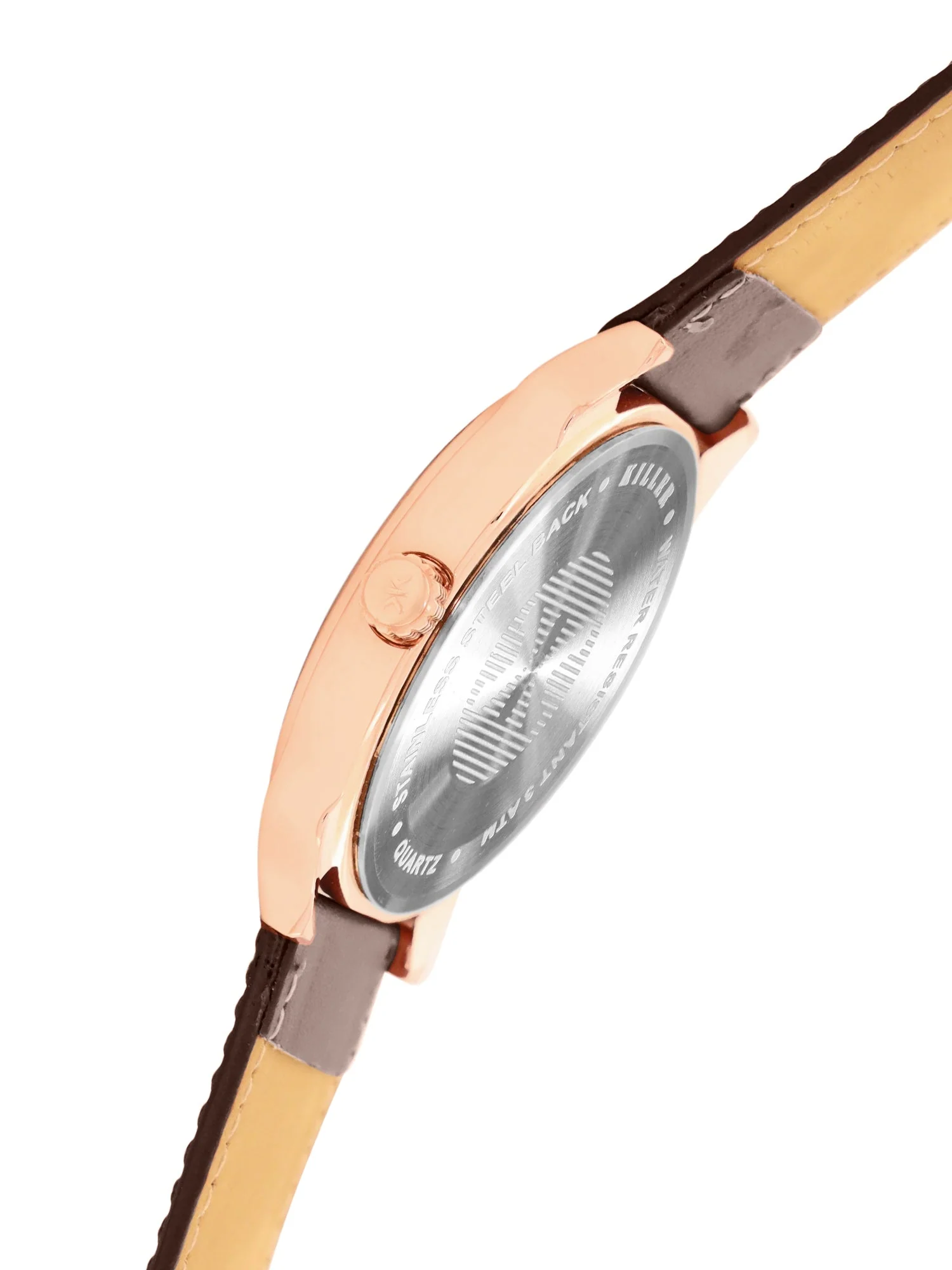 Men's Rose Gold Brown Leather Strap Date Watch KLMO80F - Image 6