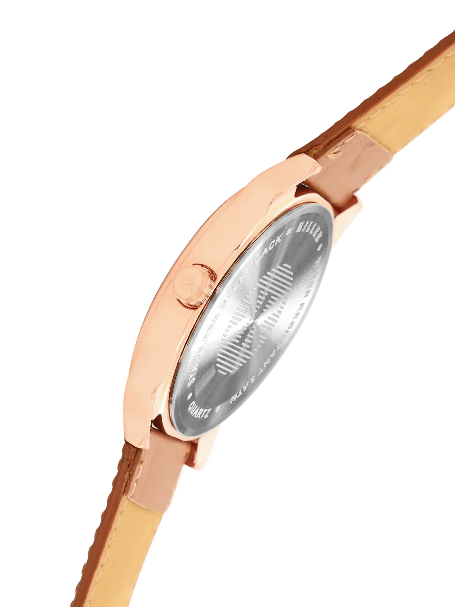Men's Rose Gold Brown Leather Strap Date Watch KLMO80H - Image 4