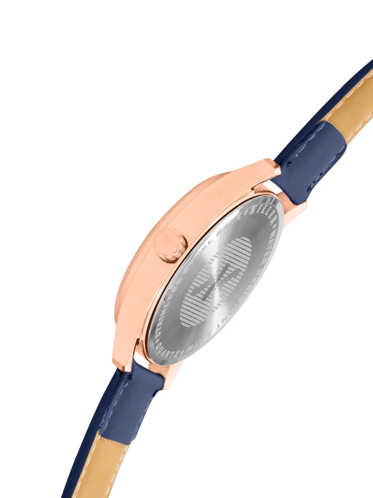 Men's Rose Gold Case, Blue Skeleton Dial, Blue Leather Strap, Date Watch KLMO103A - Image 4