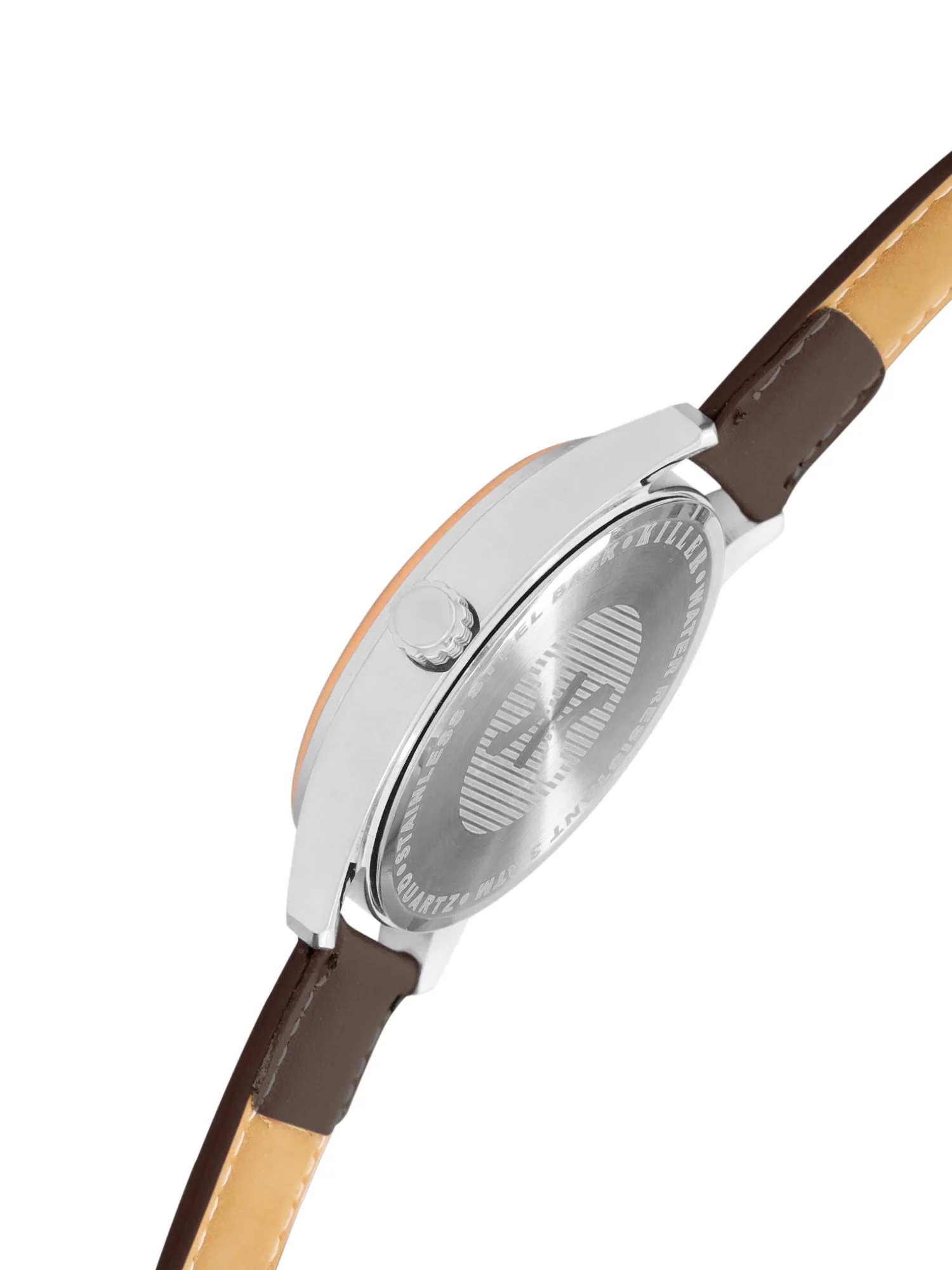 Men's Rose Gold Case, White Skeleton Dial, Brown Leather Strap, Date Watch KLMO103C - Image 4