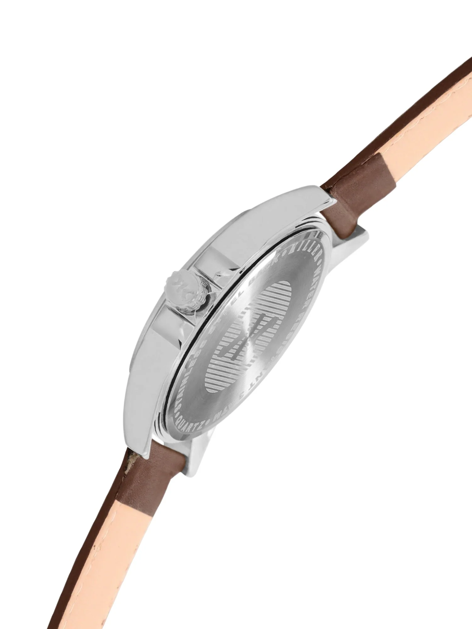 Men's Silver Case, Brown Leather Strap Date Watch KLMO104B - Image 4