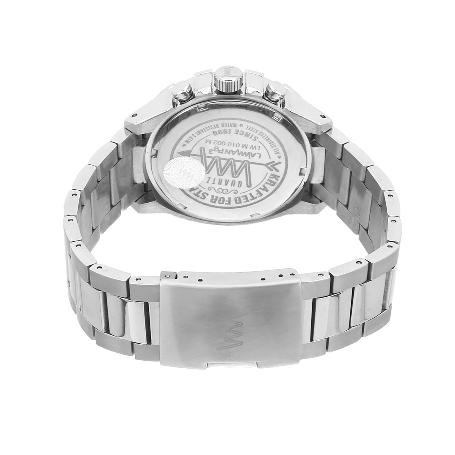Men Multifunctional Silver Case, Black & Red Dial with Silver Stainless Steel Bracelet Watch LWM010002M - Image 3