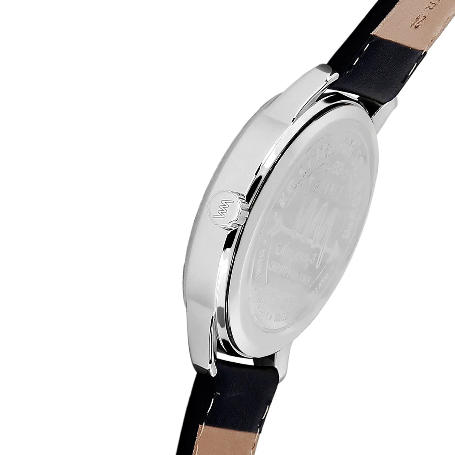 Men Silver Case, Black Dial, Black Leather Strap, Date Watch LWM141B - Image 6