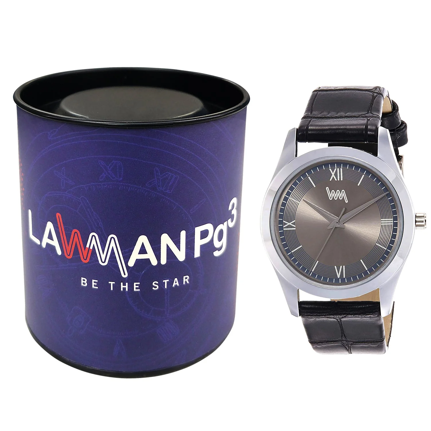 Men Silver Case, Grey Dial, Black Croco Leather Strap Watch LWI15D - Image 4