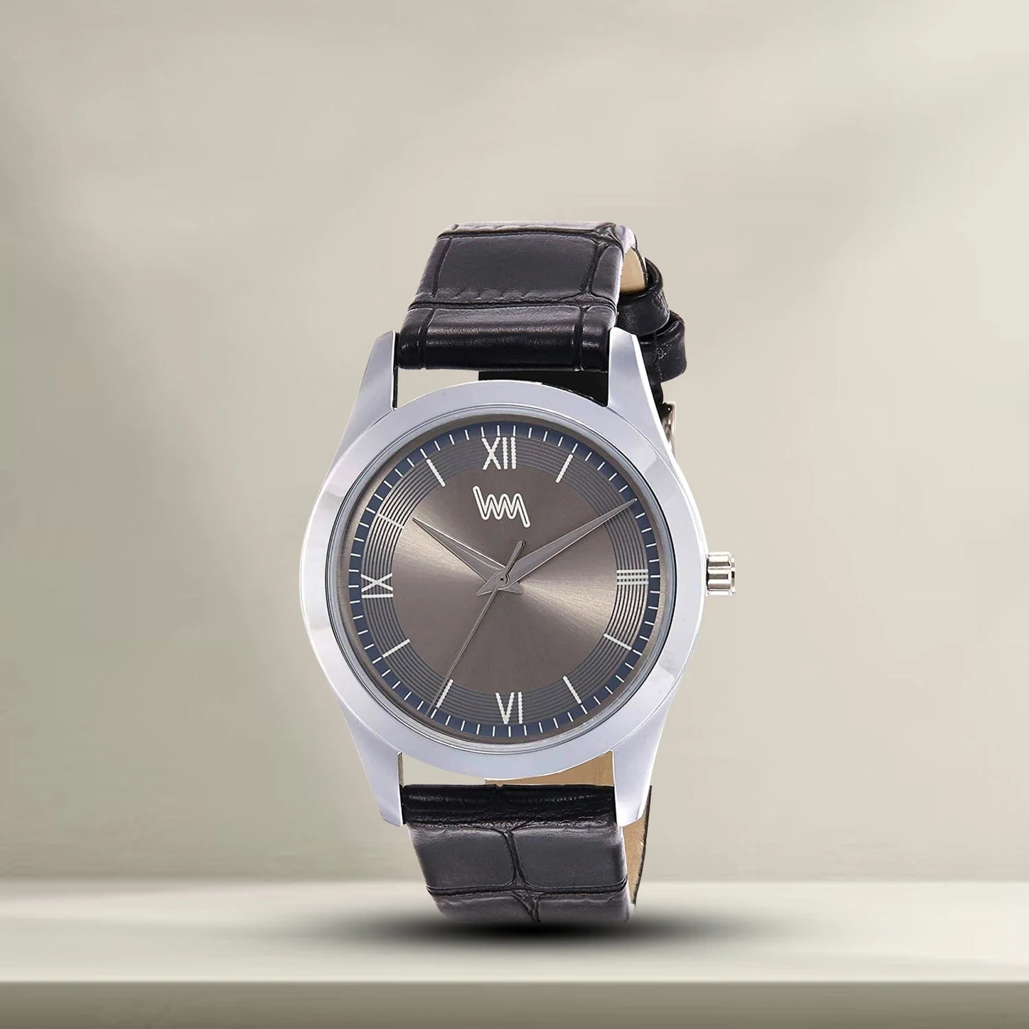 Men Silver Case, Grey Dial, Black Croco Leather Strap Watch LWI15D - Image 5