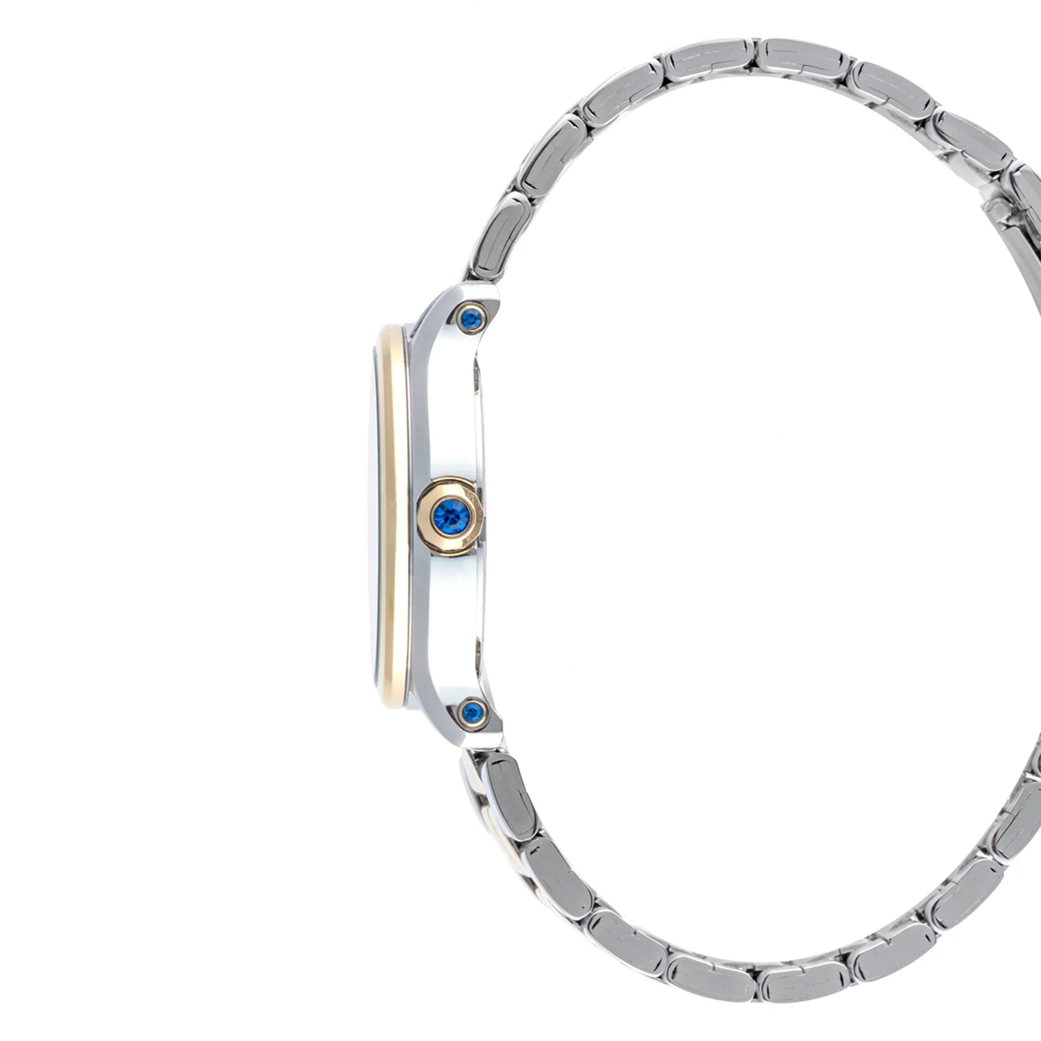Women All Stainless Steel Gold Two Tone, Blue Shimmer Dial, Two Tone Gold Silver Stainless Steel Bracelet Watch LWWI103E - Image 3