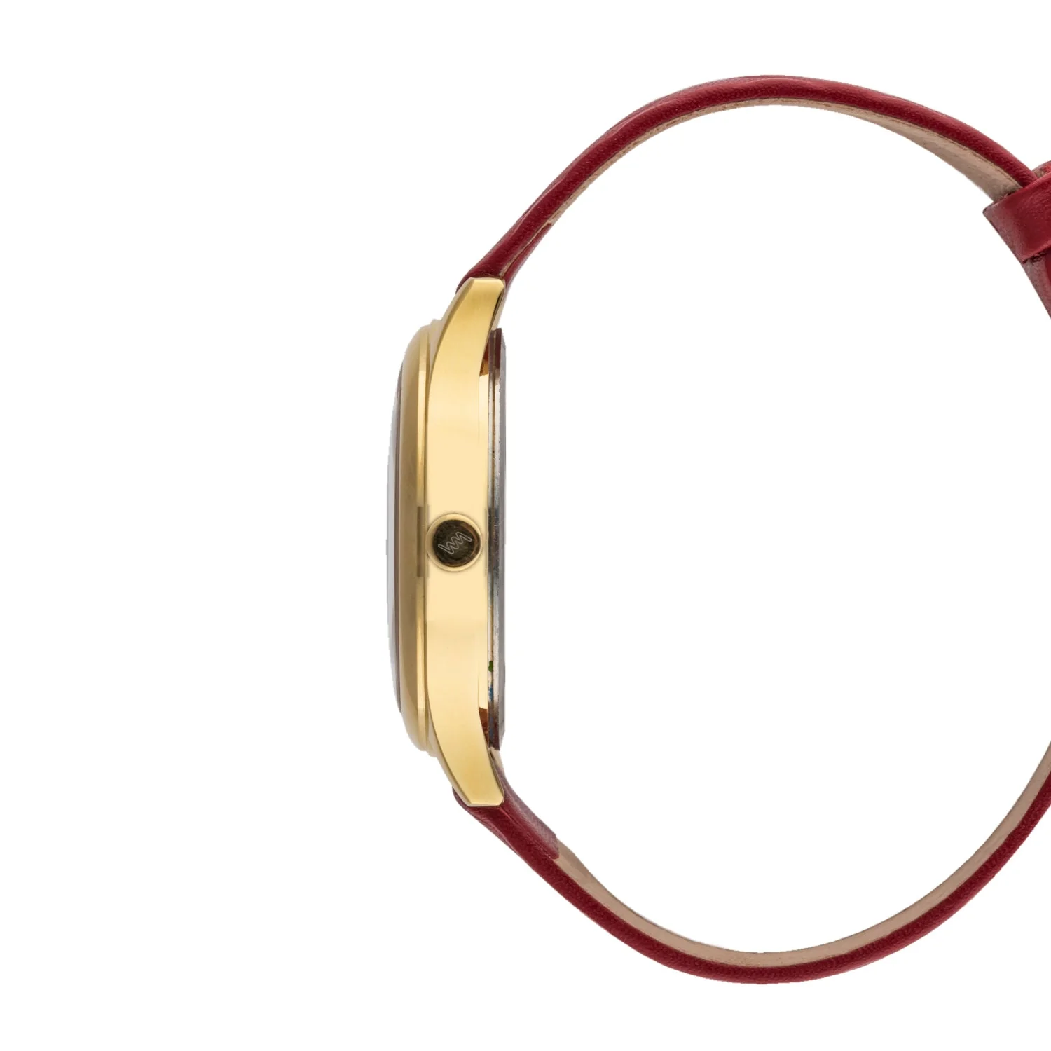 Women's Gold Case, Red Dial, Red Leather Strap Watch LWW116A - Image 4