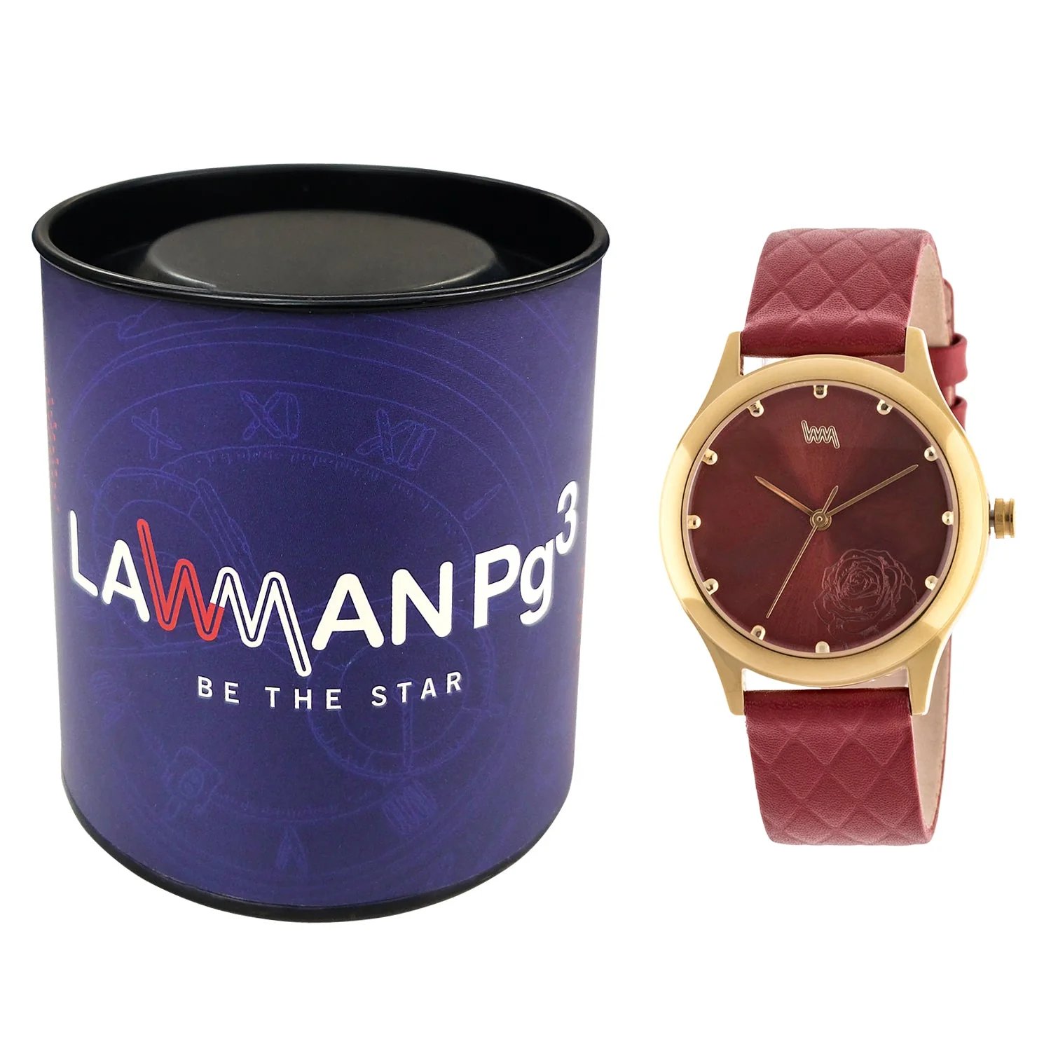 Women's Gold Case, Red Dial, Red Leather Strap Watch LWW116A - Image 5
