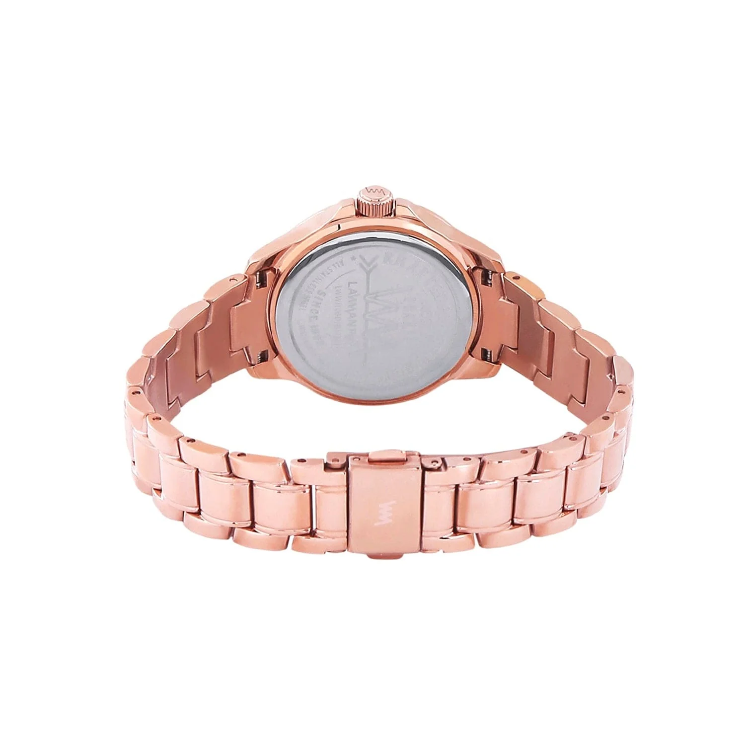 Women's Rose Gold Bling, Blue Dial, Rose Gold Diamond studded Solid Link Bracelet Watch LWWI106E - Image 3