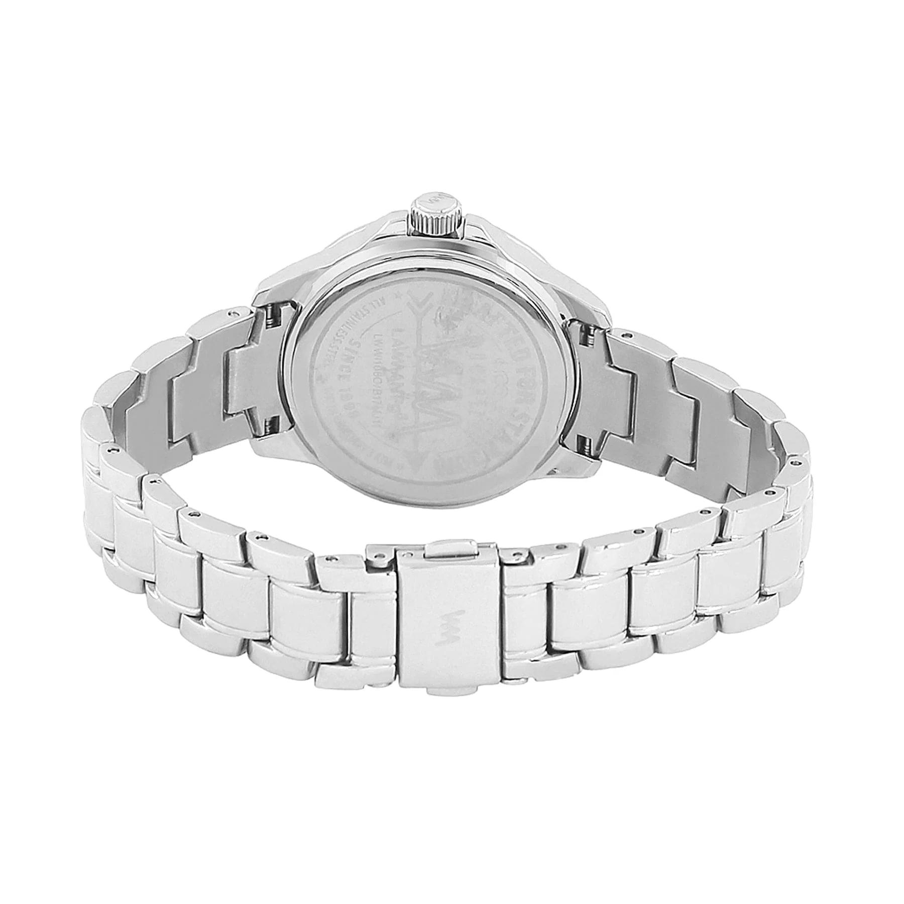 Women's Silver Bling, Blue Dial, Silver Diamond studded Solid Link Bracelet Watch  LWWI106C - Image 3