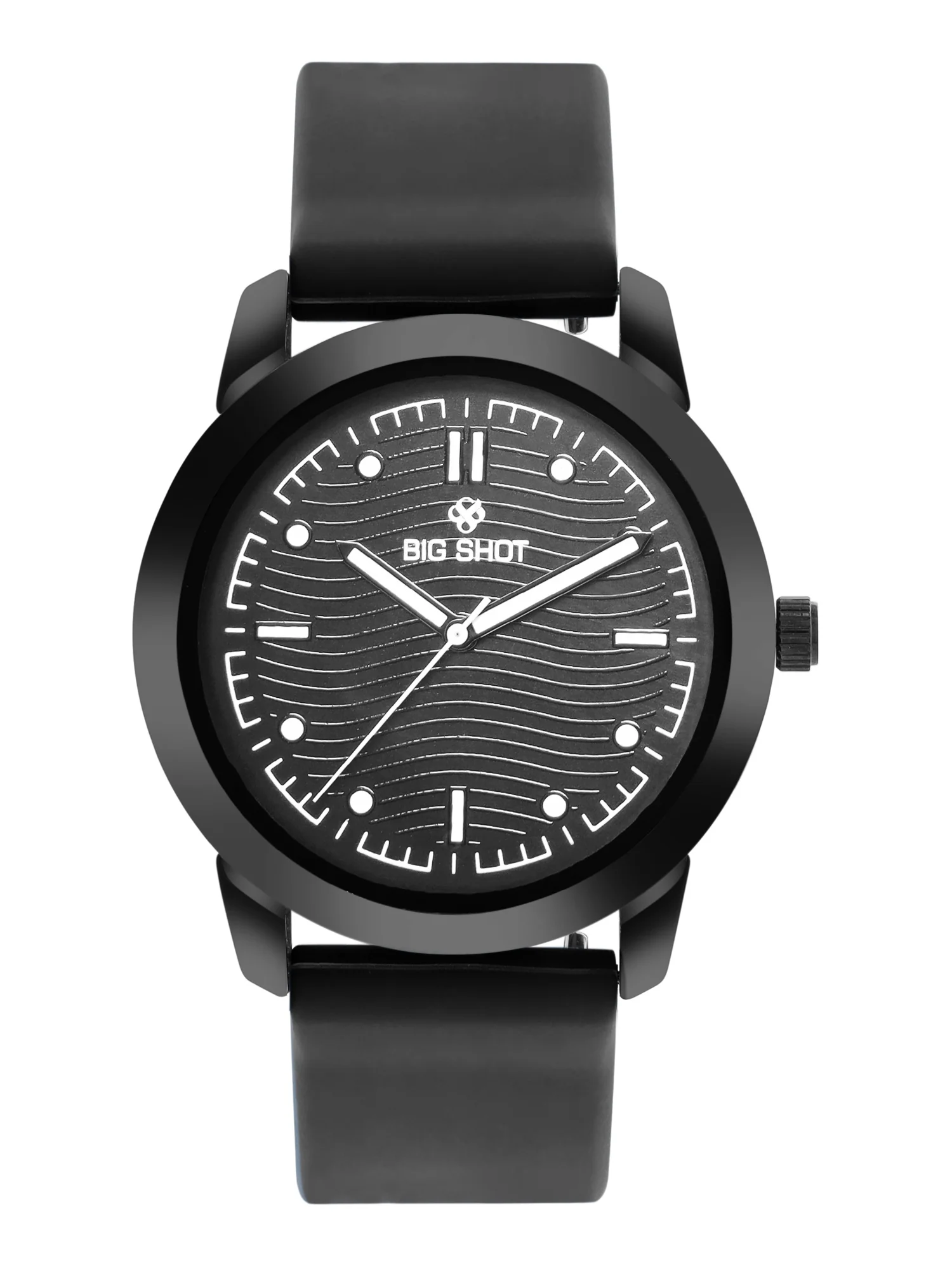 Men’s Analog Watch – Black Dial with Textured Pattern & Black Strap - BSM008B - Image 2