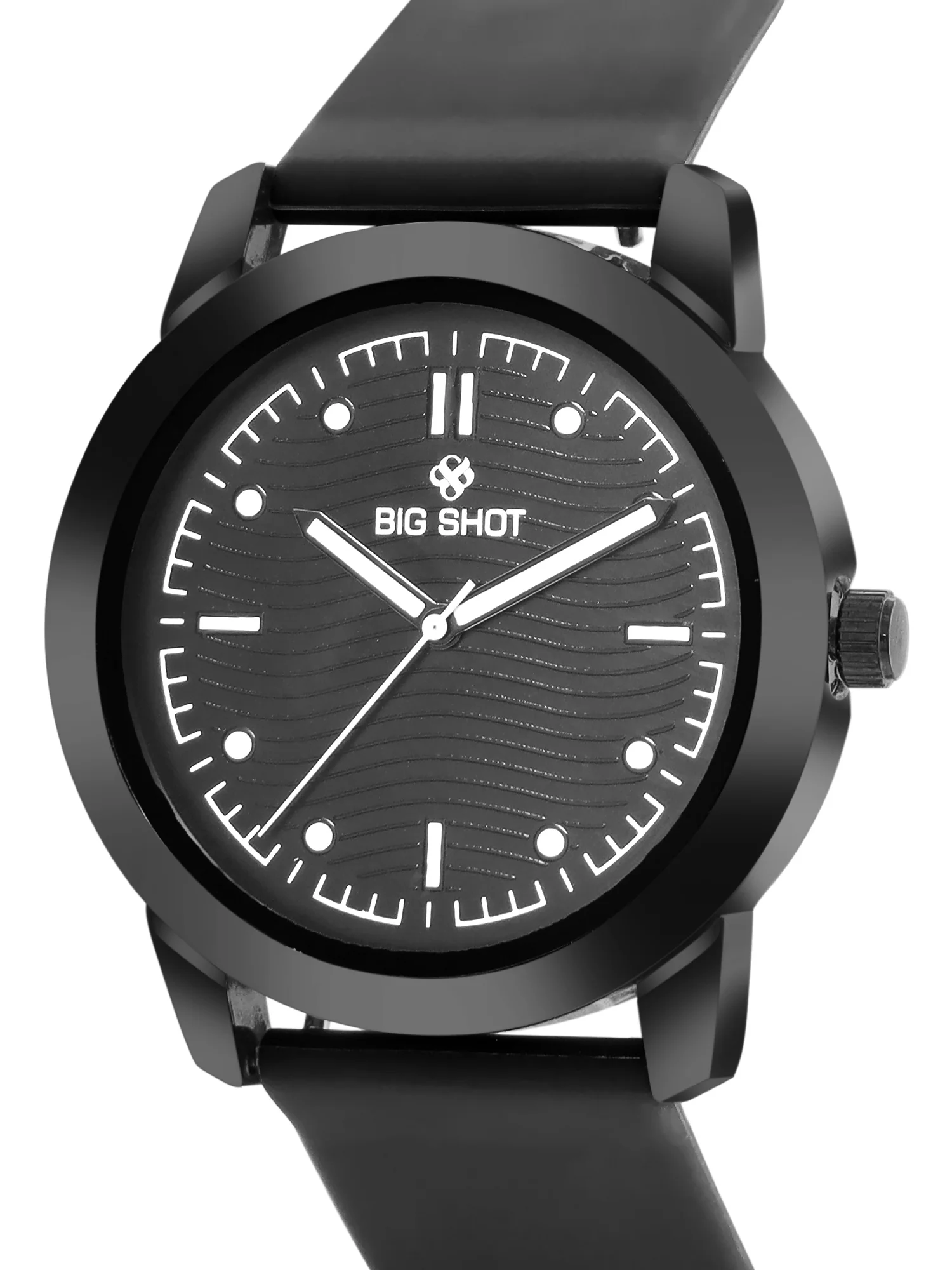 Men’s Analog Watch – Black Dial with Textured Pattern & Black Strap - BSM008B - Image 3