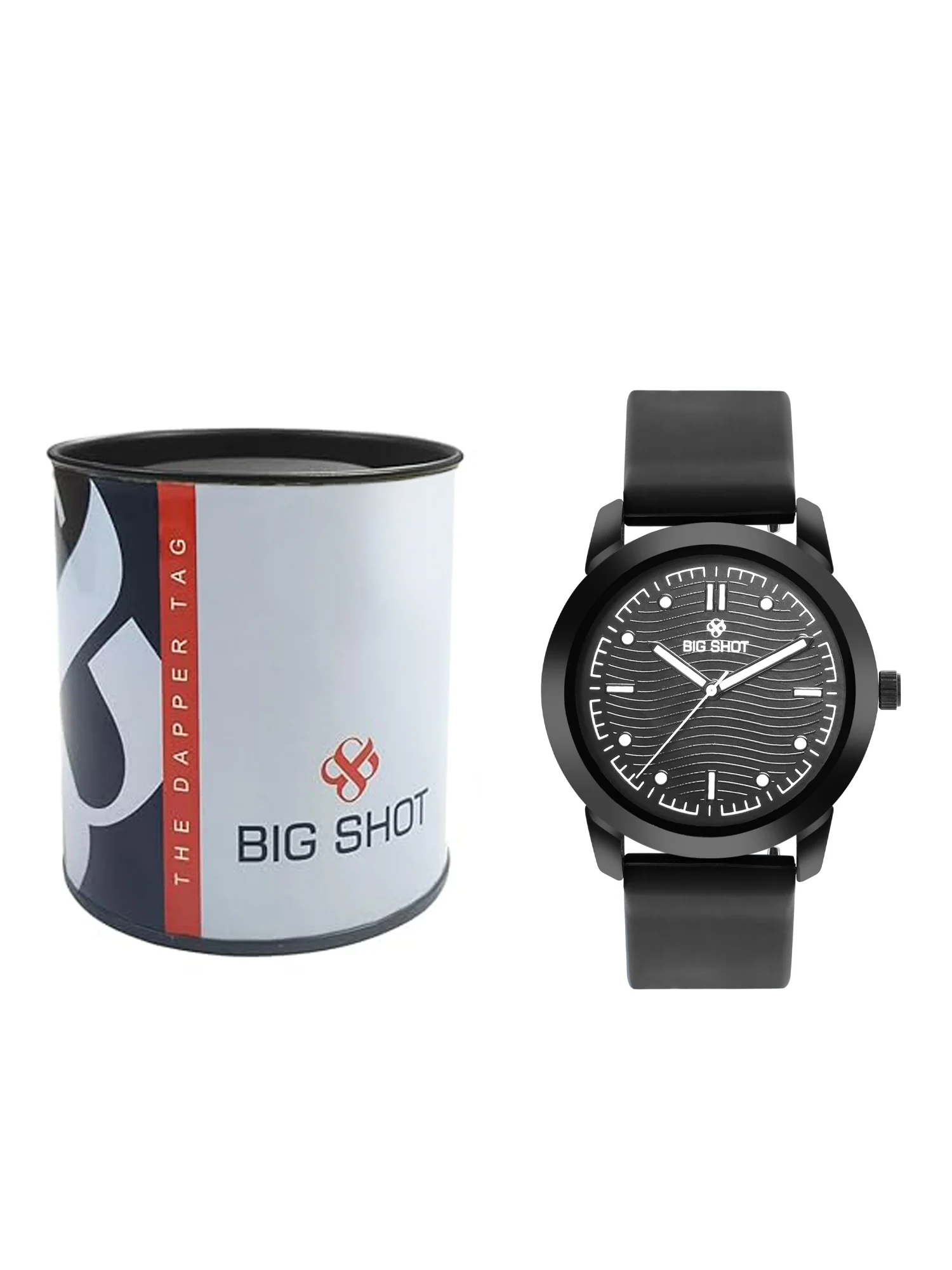 Men’s Analog Watch – Black Dial with Textured Pattern & Black Strap - BSM008B - Image 6