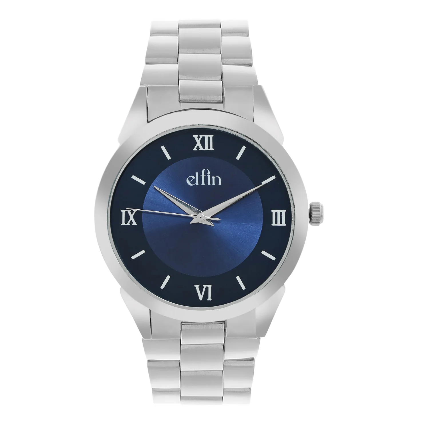Men’s Analog Watch – Blue Roman Dial with Stainless Steel Strap - ELFM002D - Image 2