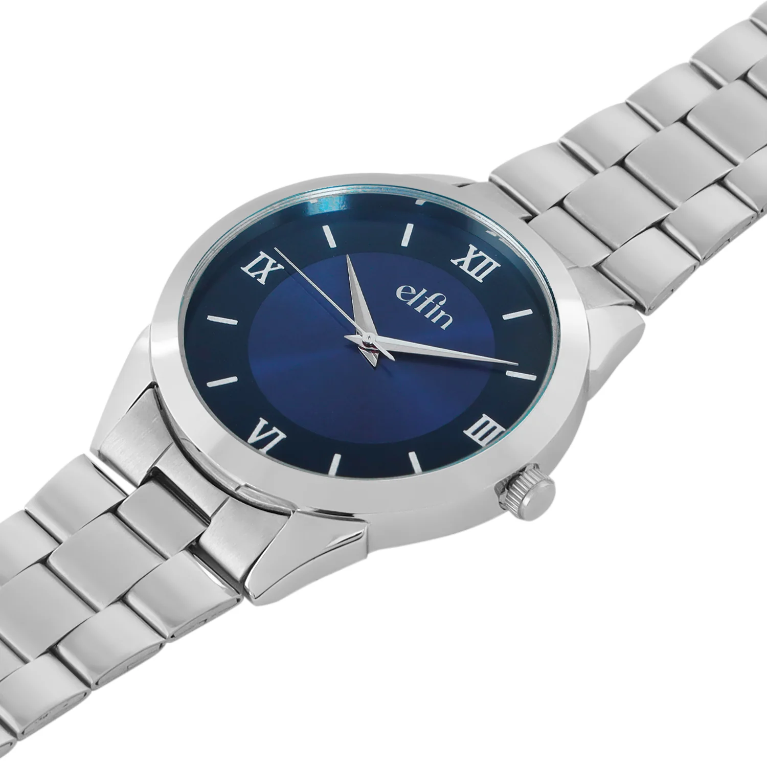 Men’s Analog Watch – Blue Roman Dial with Stainless Steel Strap - ELFM002D - Image 4