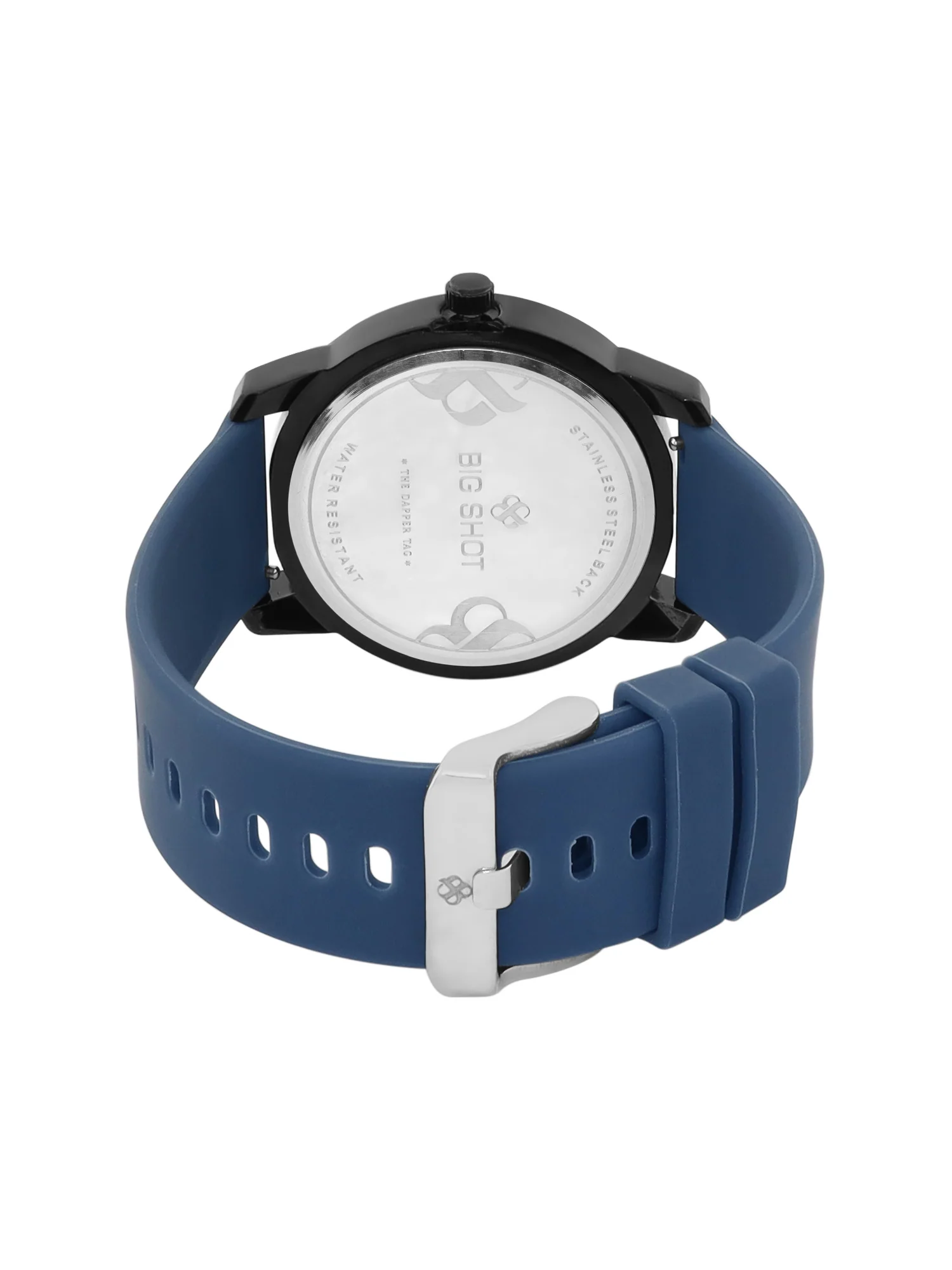 Men’s Analog Watch – Grey Textured Dial with Blue Strap & Blue Hands - BSM008C - Image 5