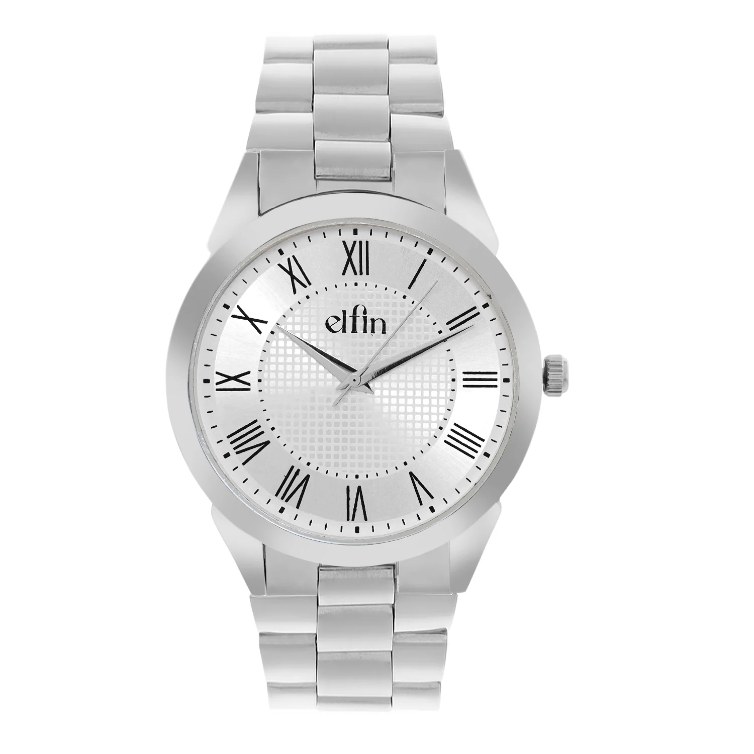 Men’s Analog Watch – Silver Roman Dial with Stainless Steel Strap - ELFM001E - Image 2
