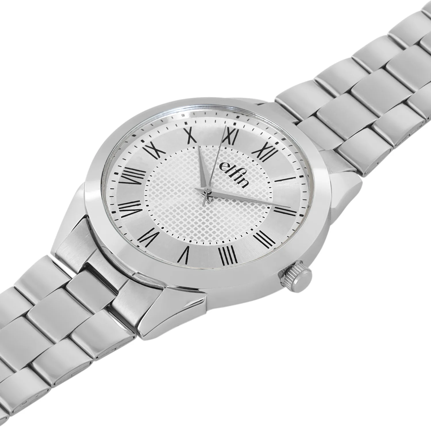 Men’s Analog Watch – Silver Roman Dial with Stainless Steel Strap - ELFM001E - Image 3