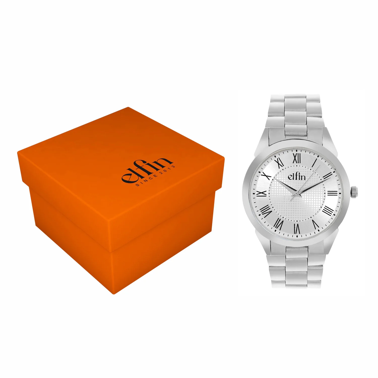 Men’s Analog Watch – Silver Roman Dial with Stainless Steel Strap - ELFM001E - Image 6
