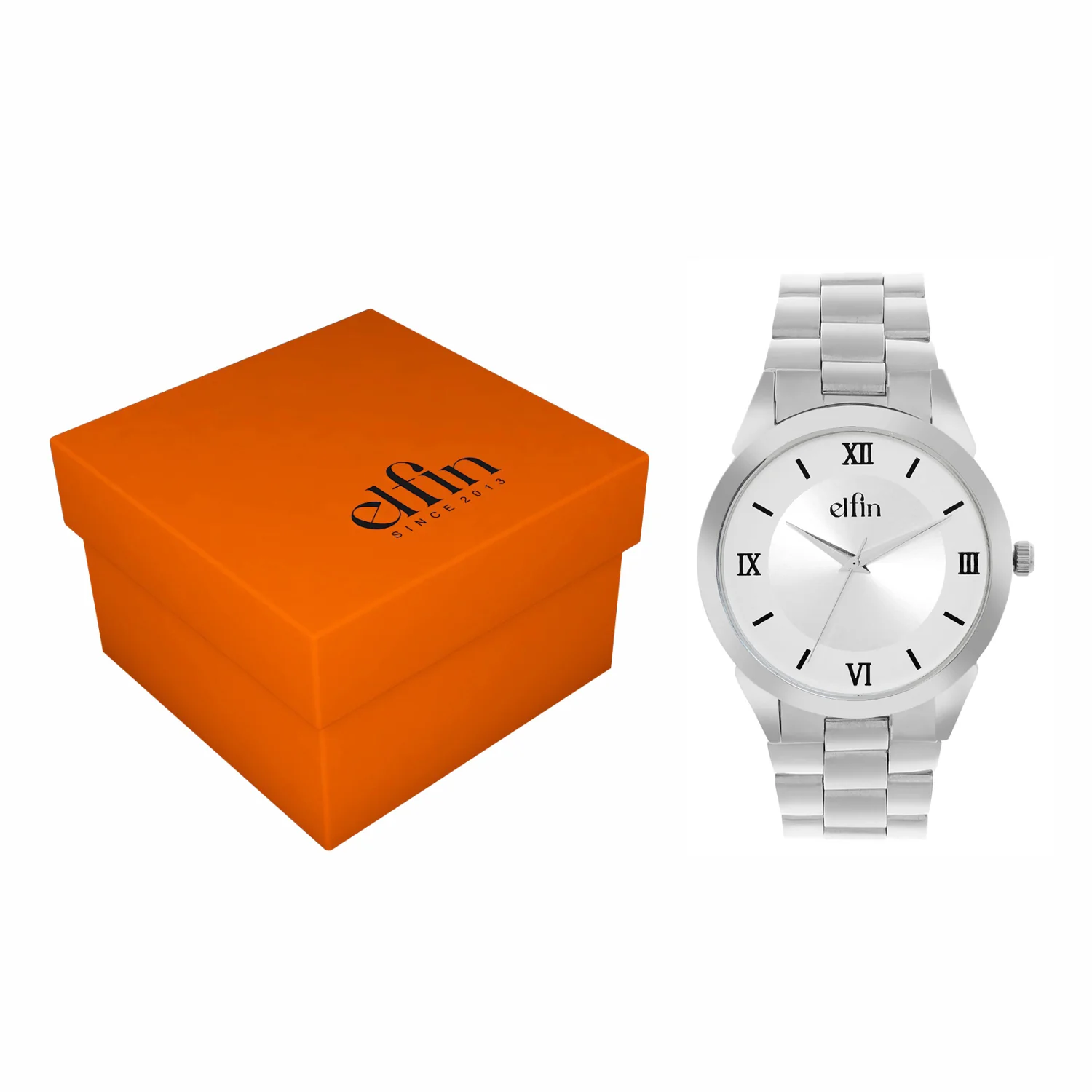 Men’s Analog Watch – Silver Roman Dial with Stainless Steel Strap - ELFM002E - Image 6