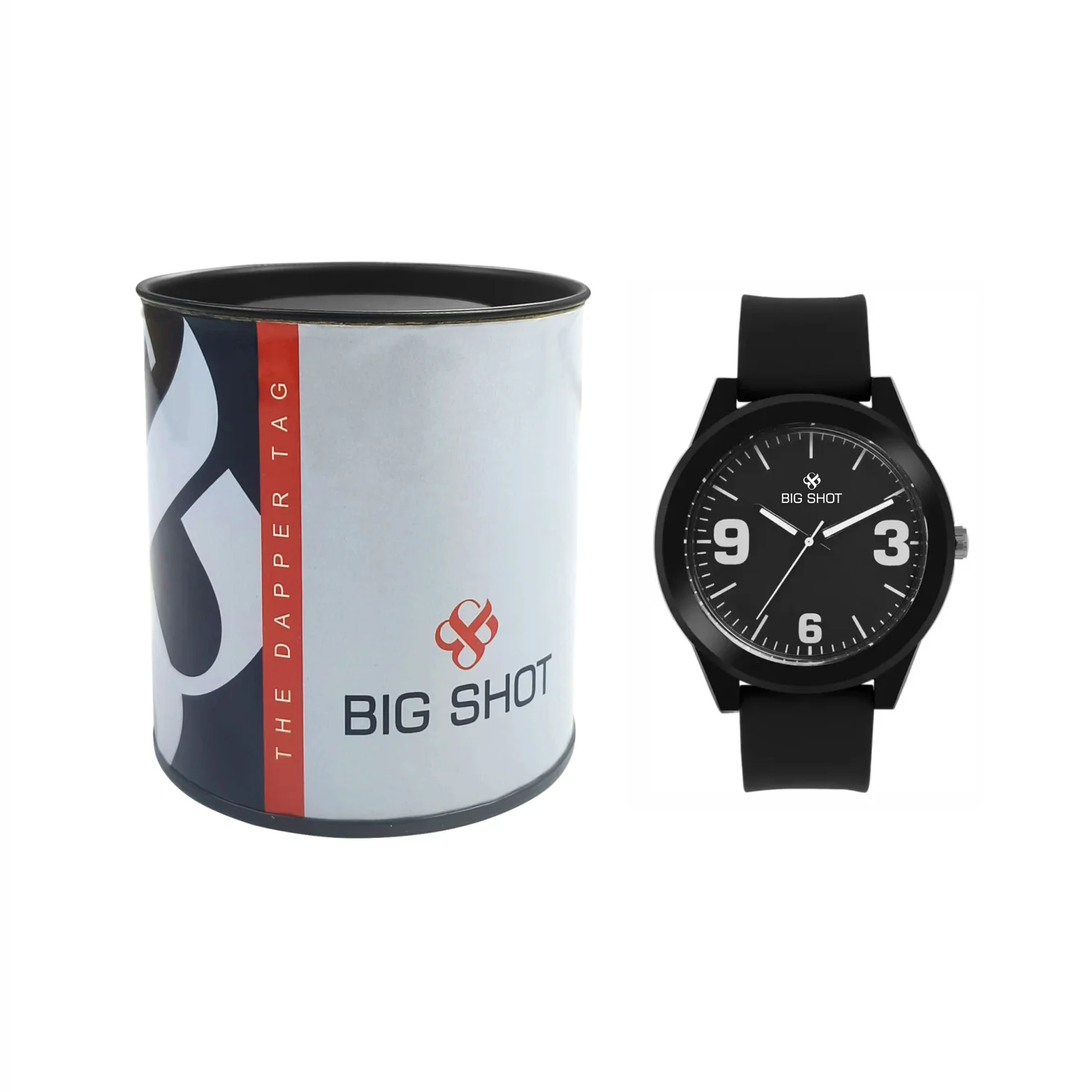 Men’s Black Dial Analog Watch with Bold White Numerals & Black Silicone Strap - BSM026A - Image 3