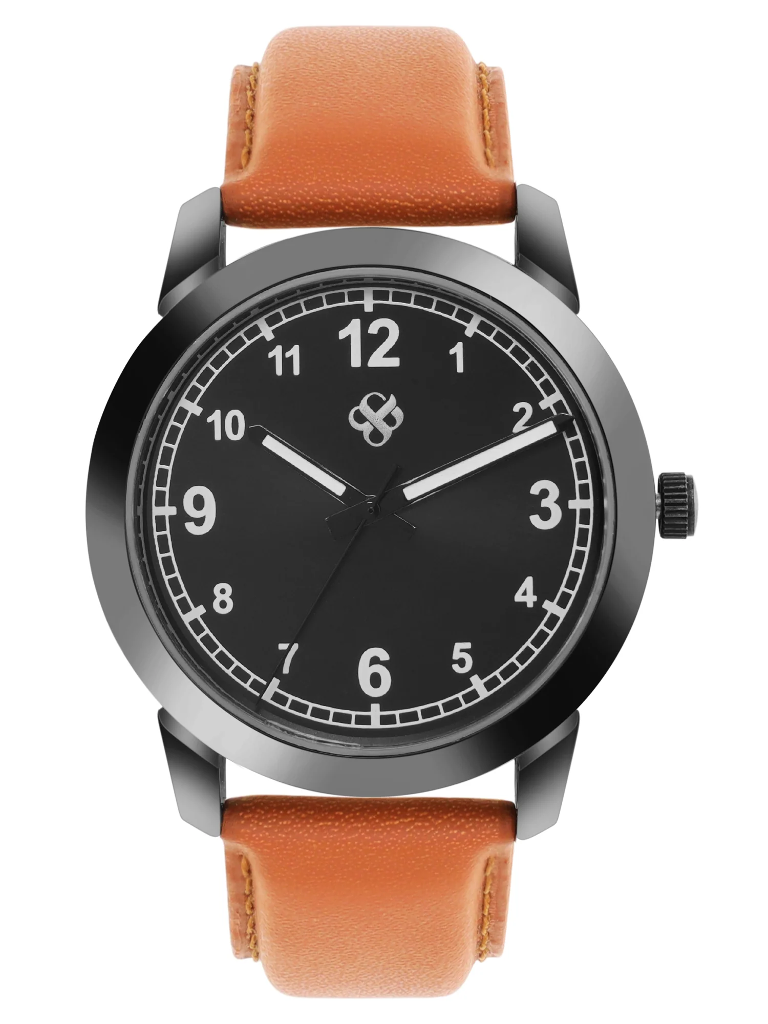 Men’s Black Dial Analog Watch with Brown Leather Strap - BSM028B - Image 2
