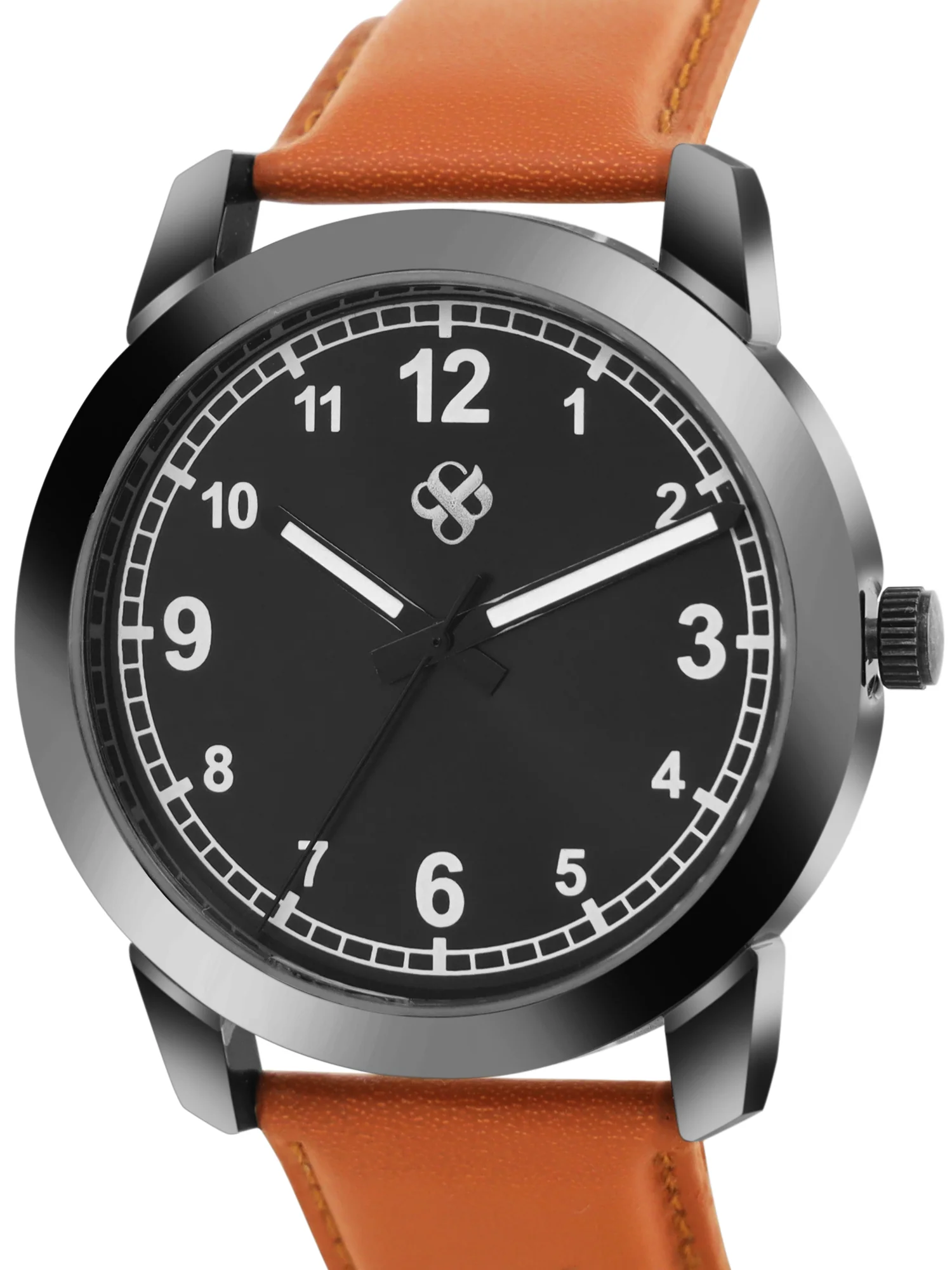 Men’s Black Dial Analog Watch with Brown Leather Strap - BSM028B - Image 3