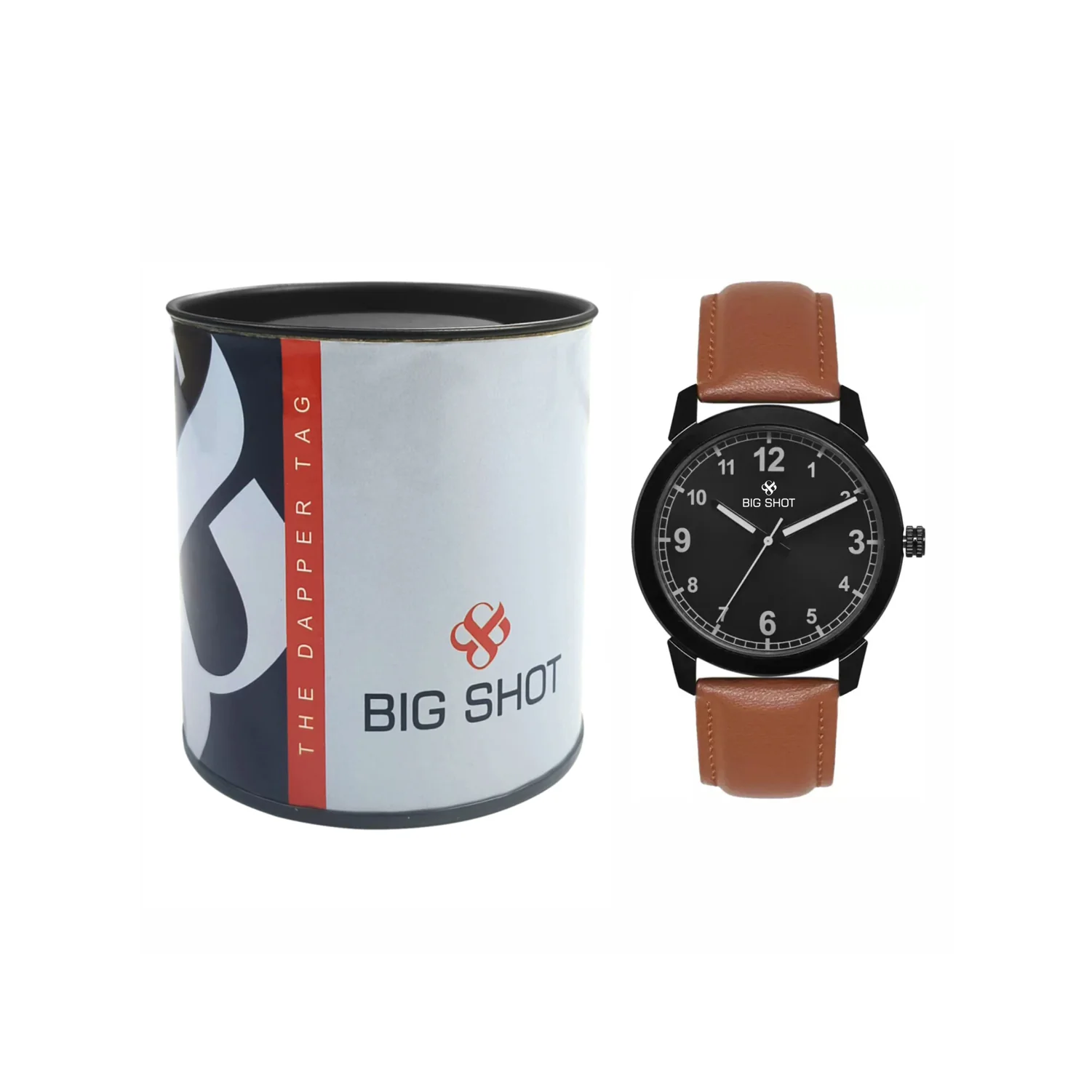 Men’s Black Dial Analog Watch with Brown Leather Strap - BSM028B - Image 6