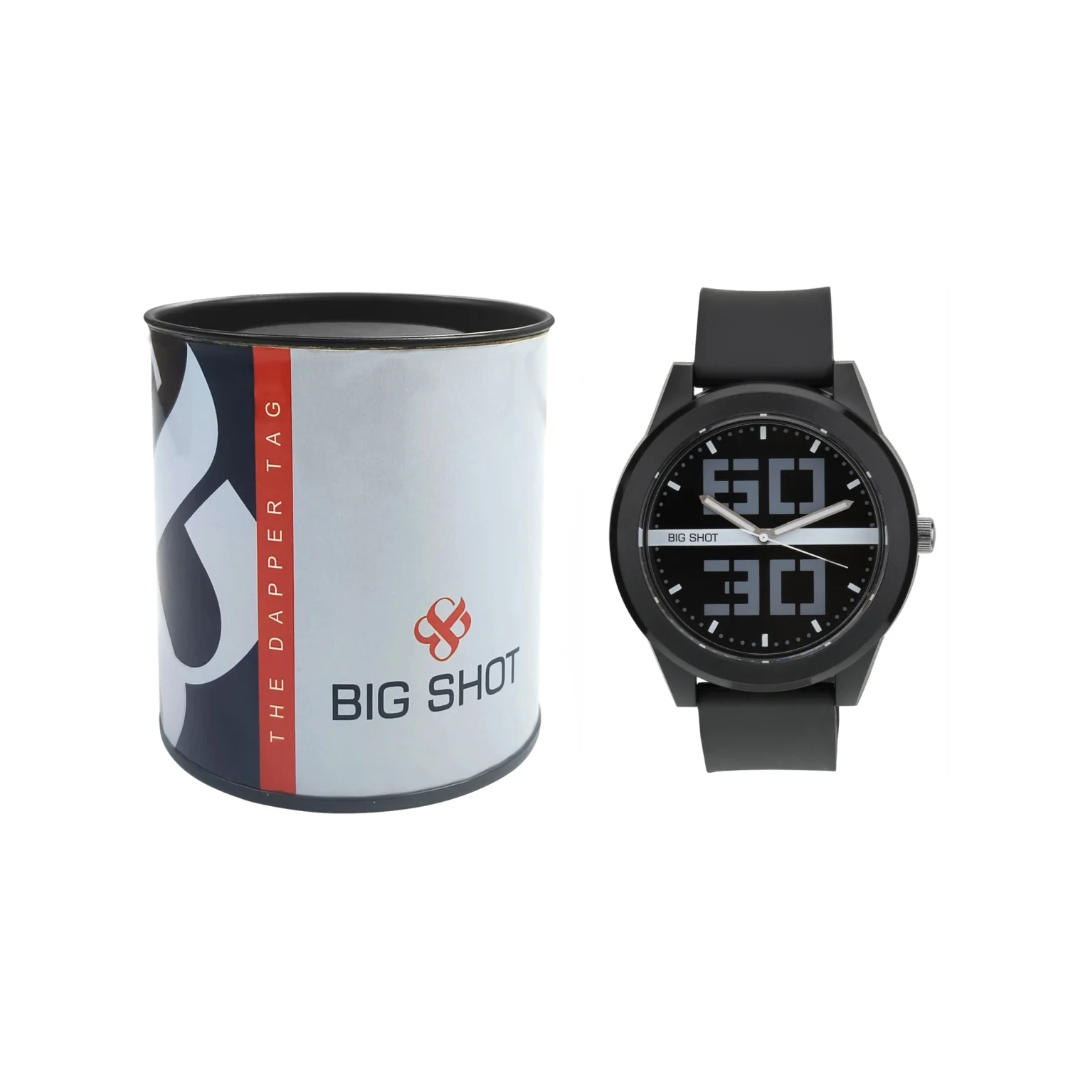 Men’s Black Dial Analog Watch with Digital-Style Markers & Black Silicone Strap - BSM020E - Image 6
