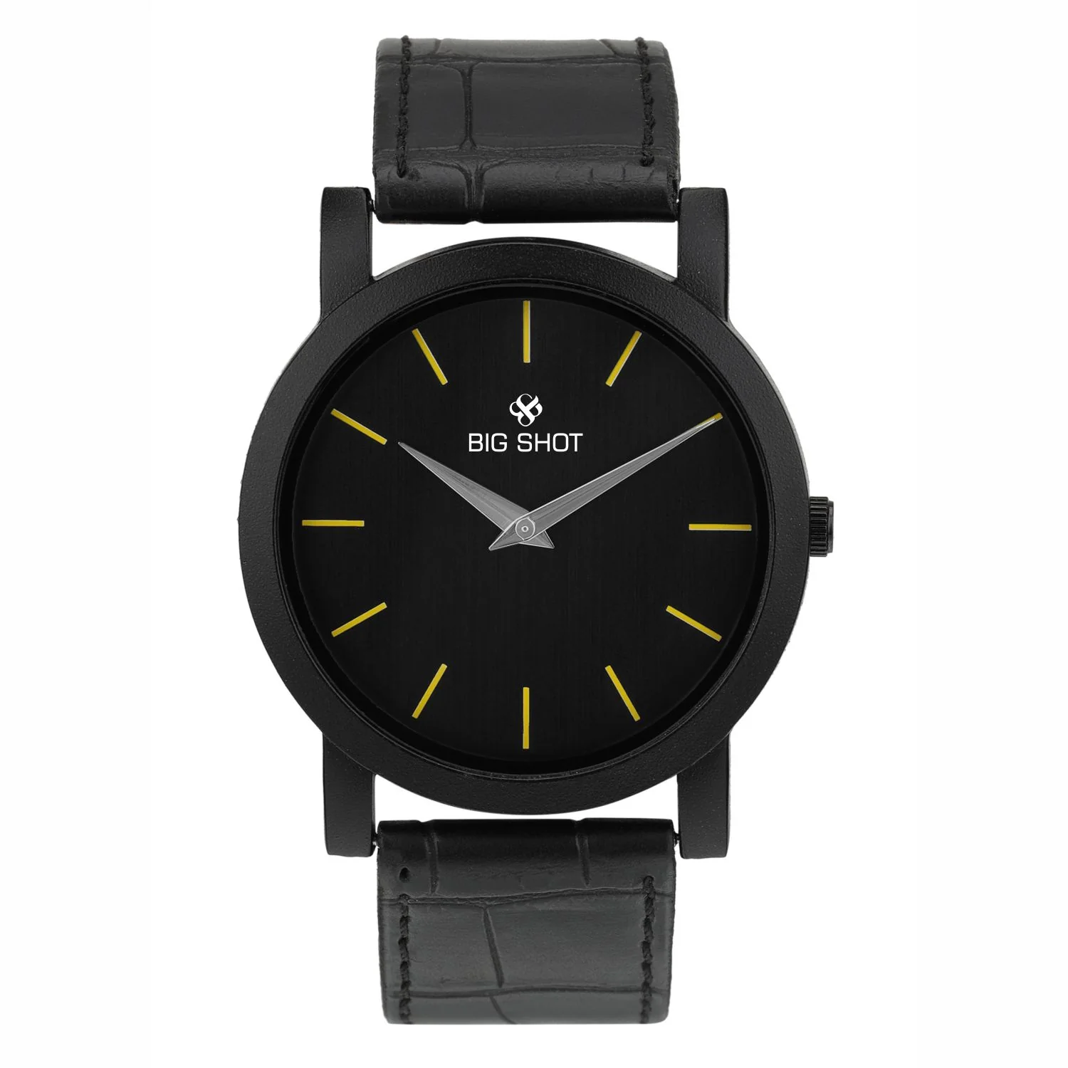 Men’s Black Dial Minimalist Analog Watch with Leather Strap - BSM015H - Image 2