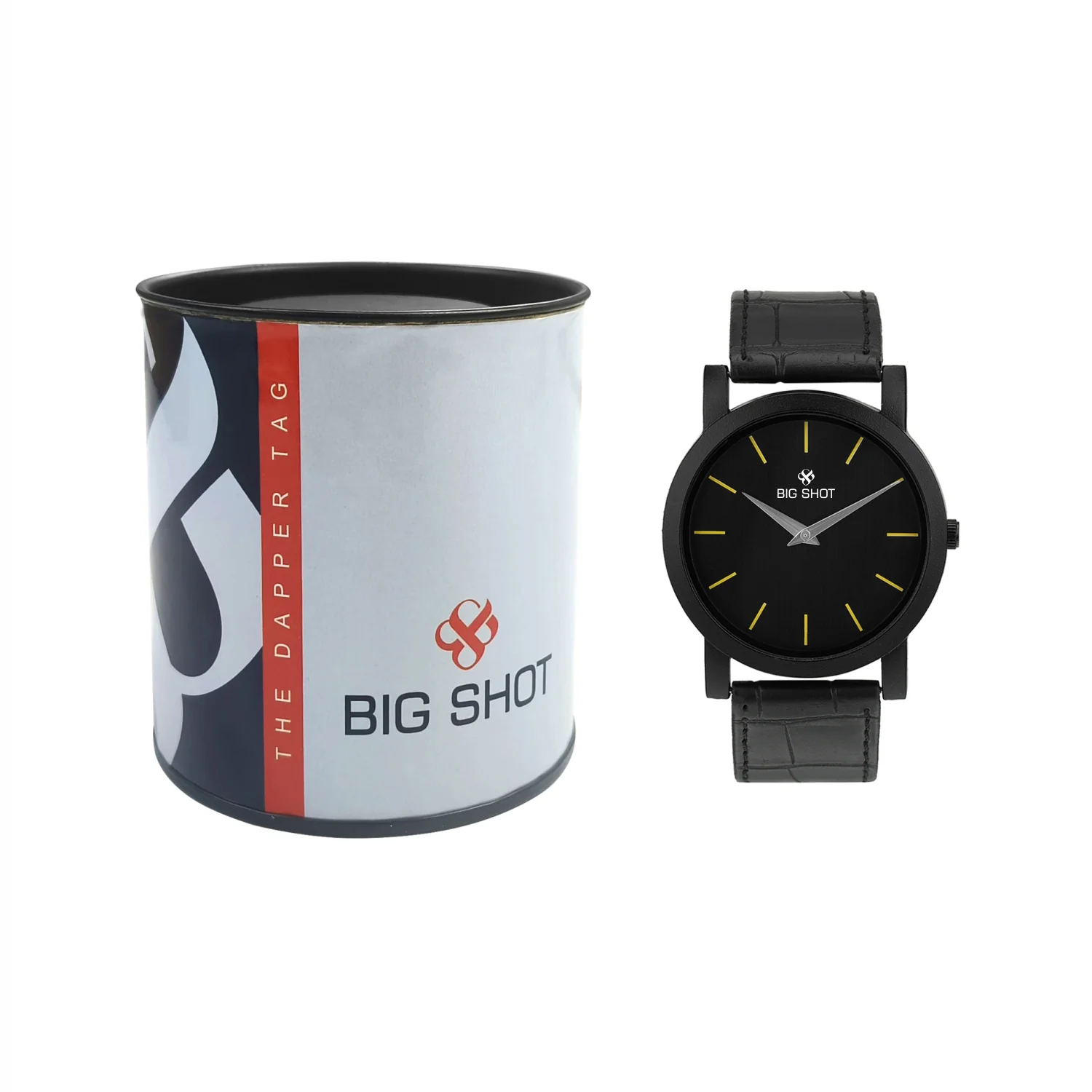 Men’s Black Dial Minimalist Analog Watch with Leather Strap - BSM015H - Image 5