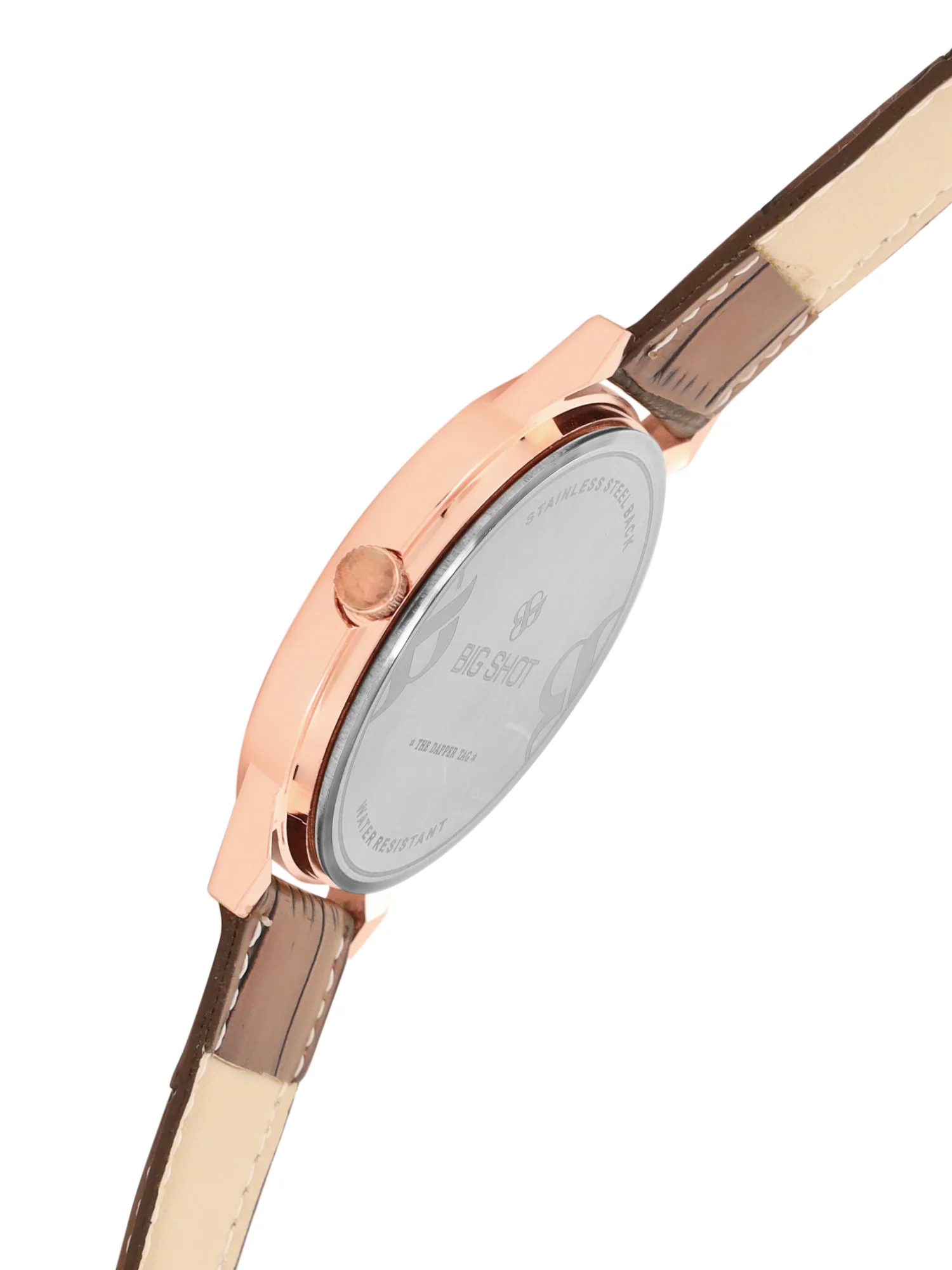 Men’s Classic White Dial Analog Watch with Rose Gold Case & Brown Leather Strap - BSM001D - Image 5