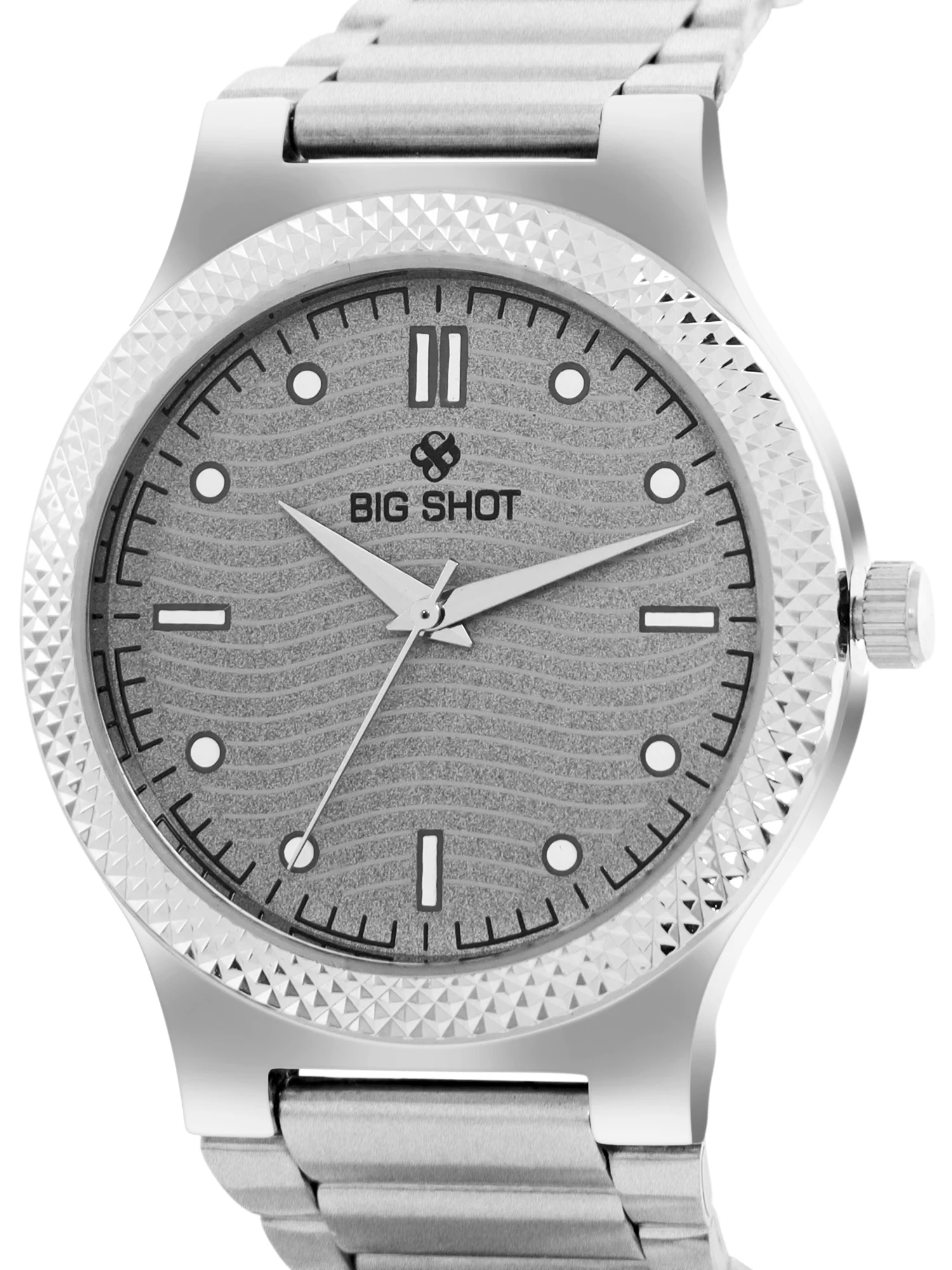 Men’s Grey Textured Dial with Silver Stainless Steel Strap Analog Watch - BSM007A - Image 2