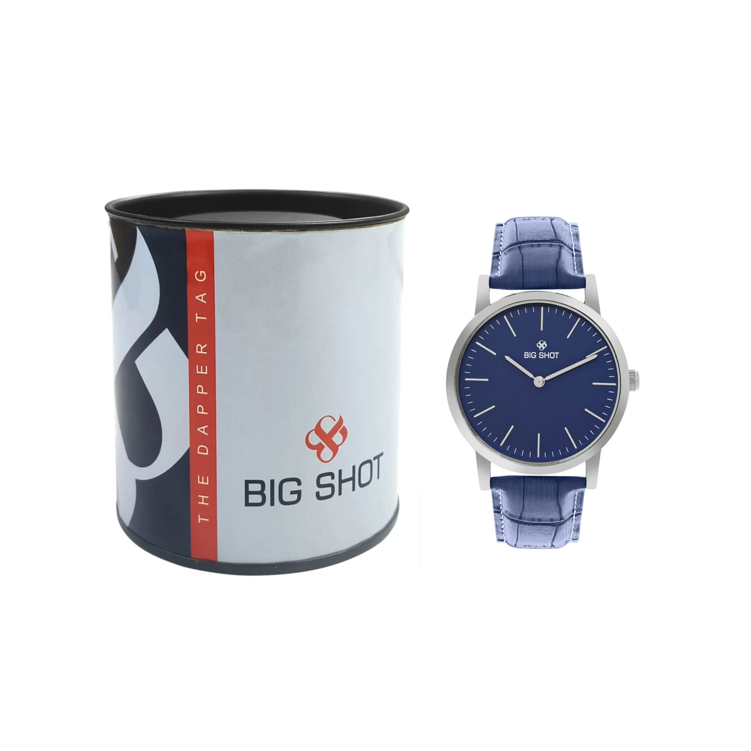 Men’s Minimalist Blue Dial Analog Watch with Textured Blue Leather Strap - BSM001B - Image 6