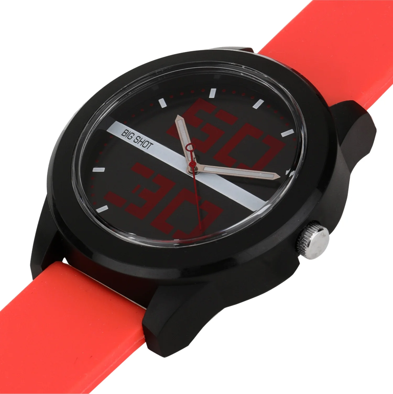 Men’s Sporty Black Dial with Red Silicone Strap Analog Watch - BSM020F - Image 3
