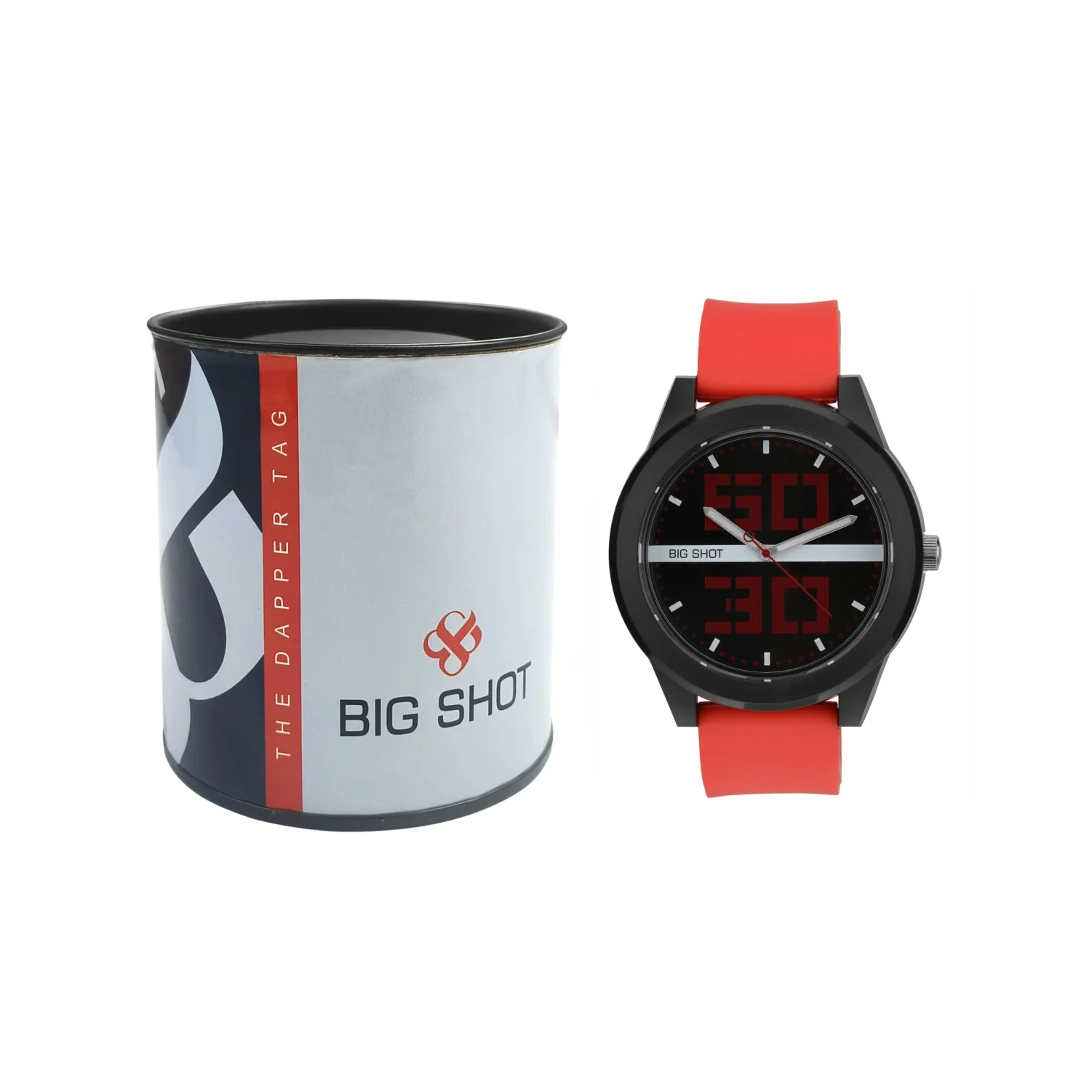 Men’s Sporty Black Dial with Red Silicone Strap Analog Watch - BSM020F - Image 5