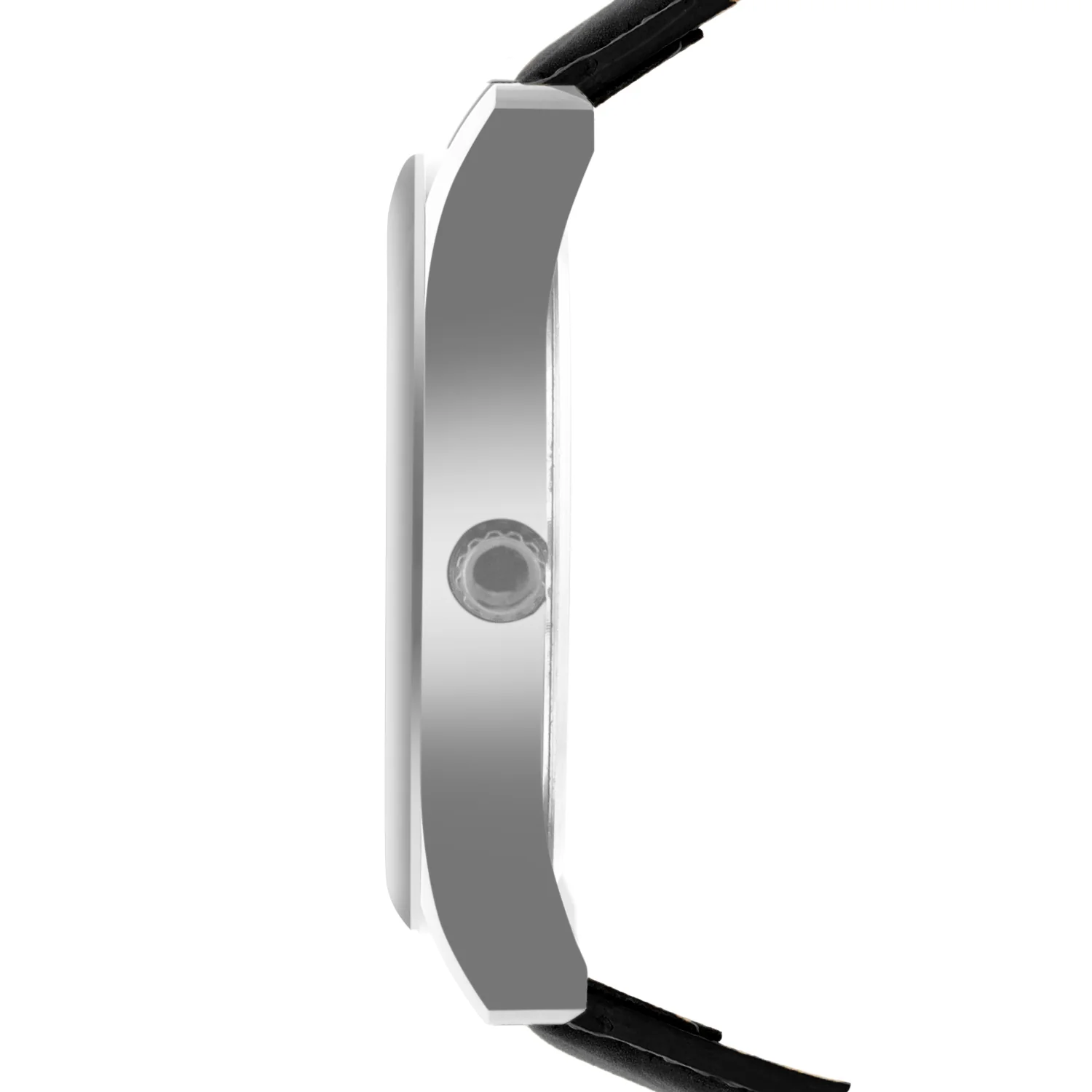 Men’s White Dial Analog Watch with Black Leather Strap & Silver Case - BSM072C - Image 4