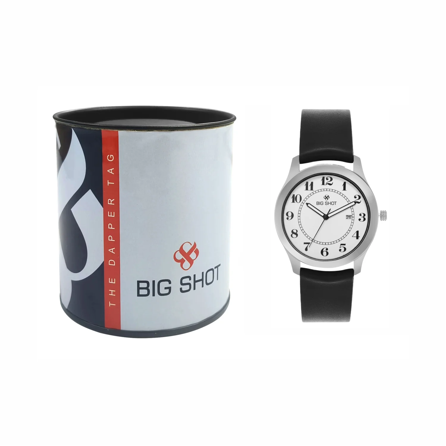 Men’s White Dial Analog Watch with Black Leather Strap & Silver Case - BSM072C - Image 5