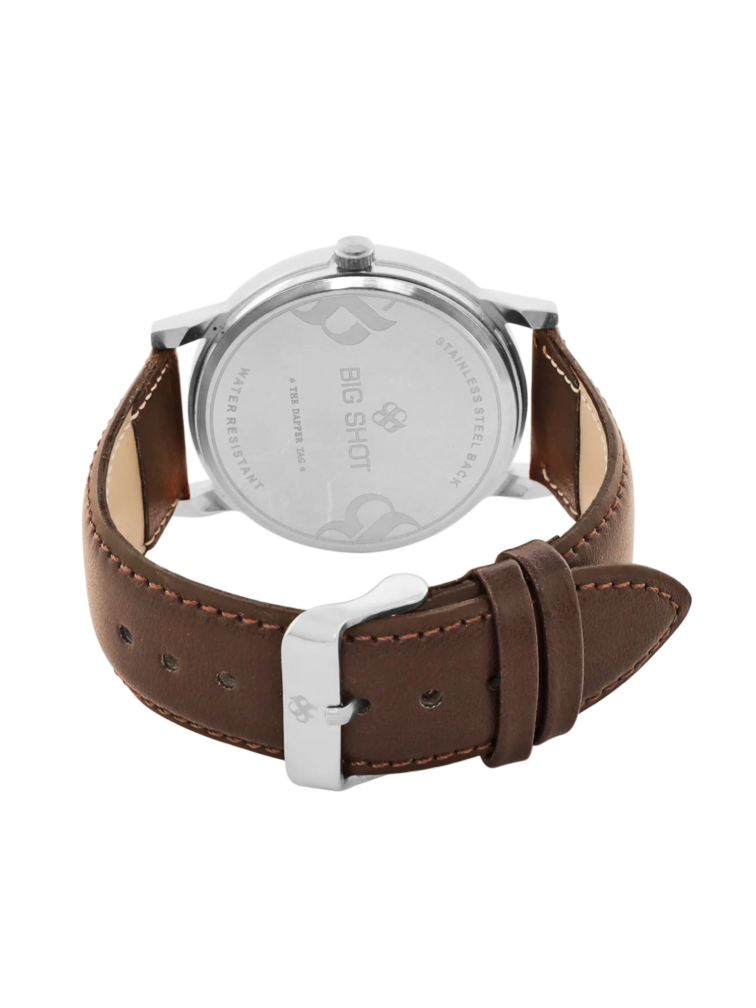 Men’s White Dial with Brown Leather Strap Classic Analog Watch - BSM002A - Image 5