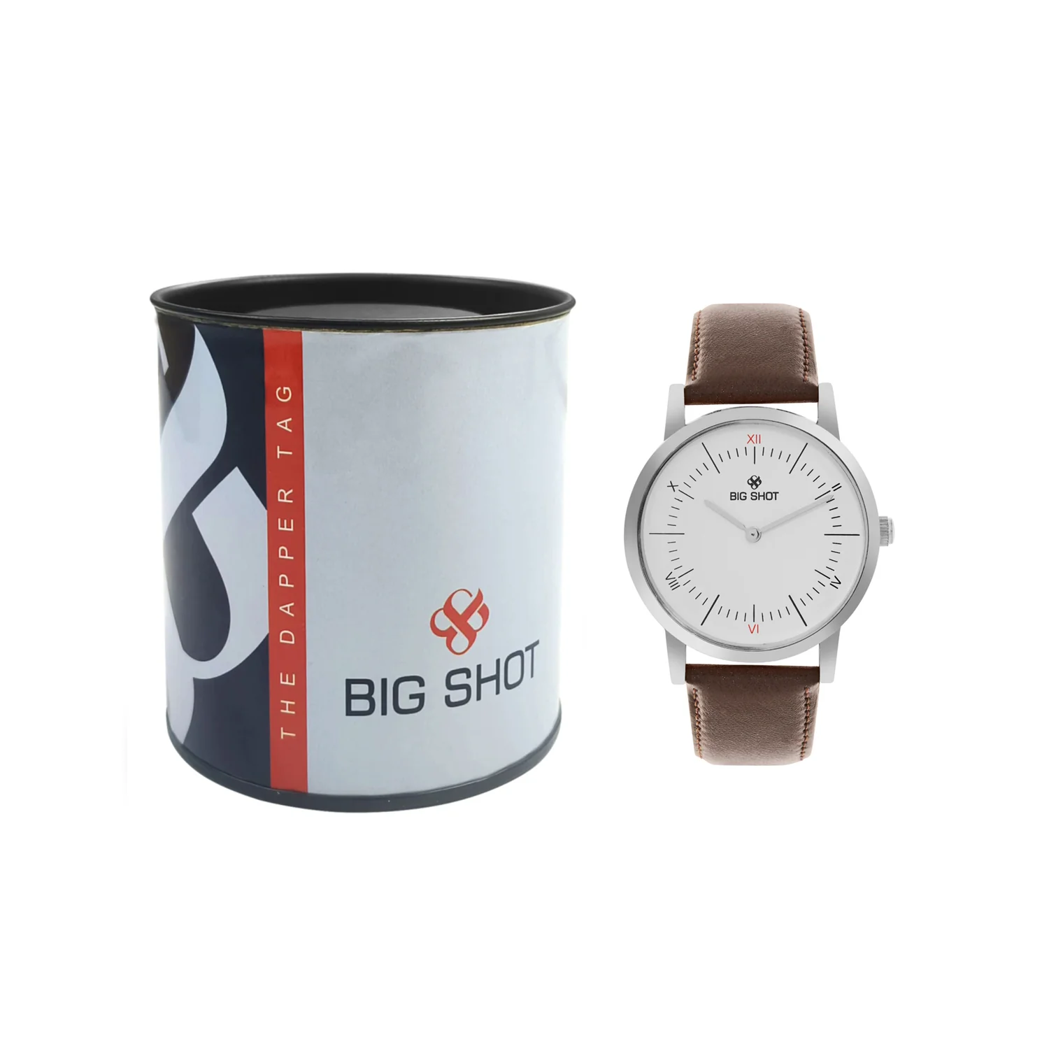 Men’s White Dial with Brown Leather Strap Classic Analog Watch - BSM002A - Image 6
