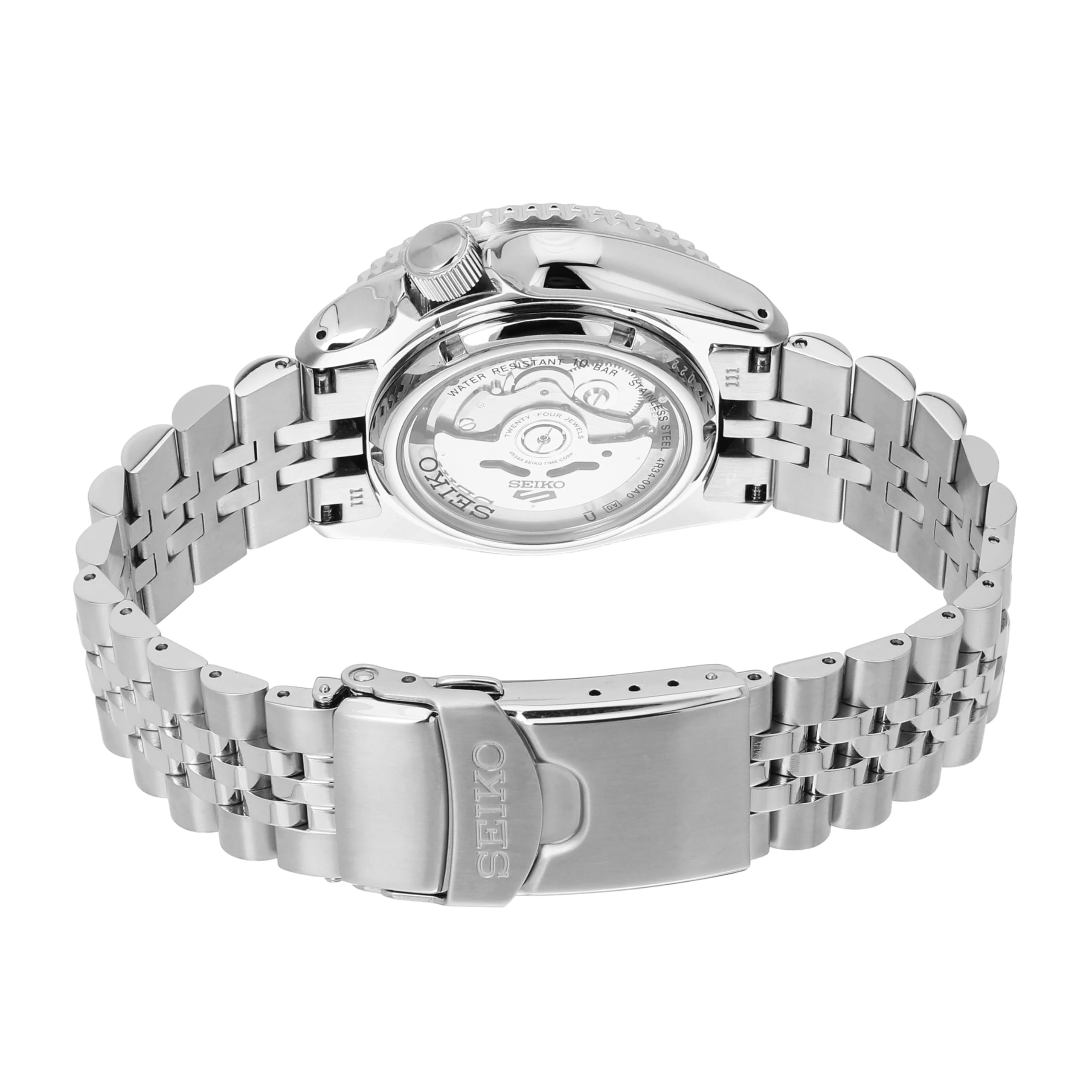 Analog Black Dial Silver Band Men's Stainless Steel Watch-SSK001K1 - Image 5