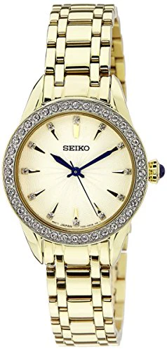 Seiko Stainless Steel Analog Gold Dial Women Watch-Srz386P1, Bandcolor-Gold