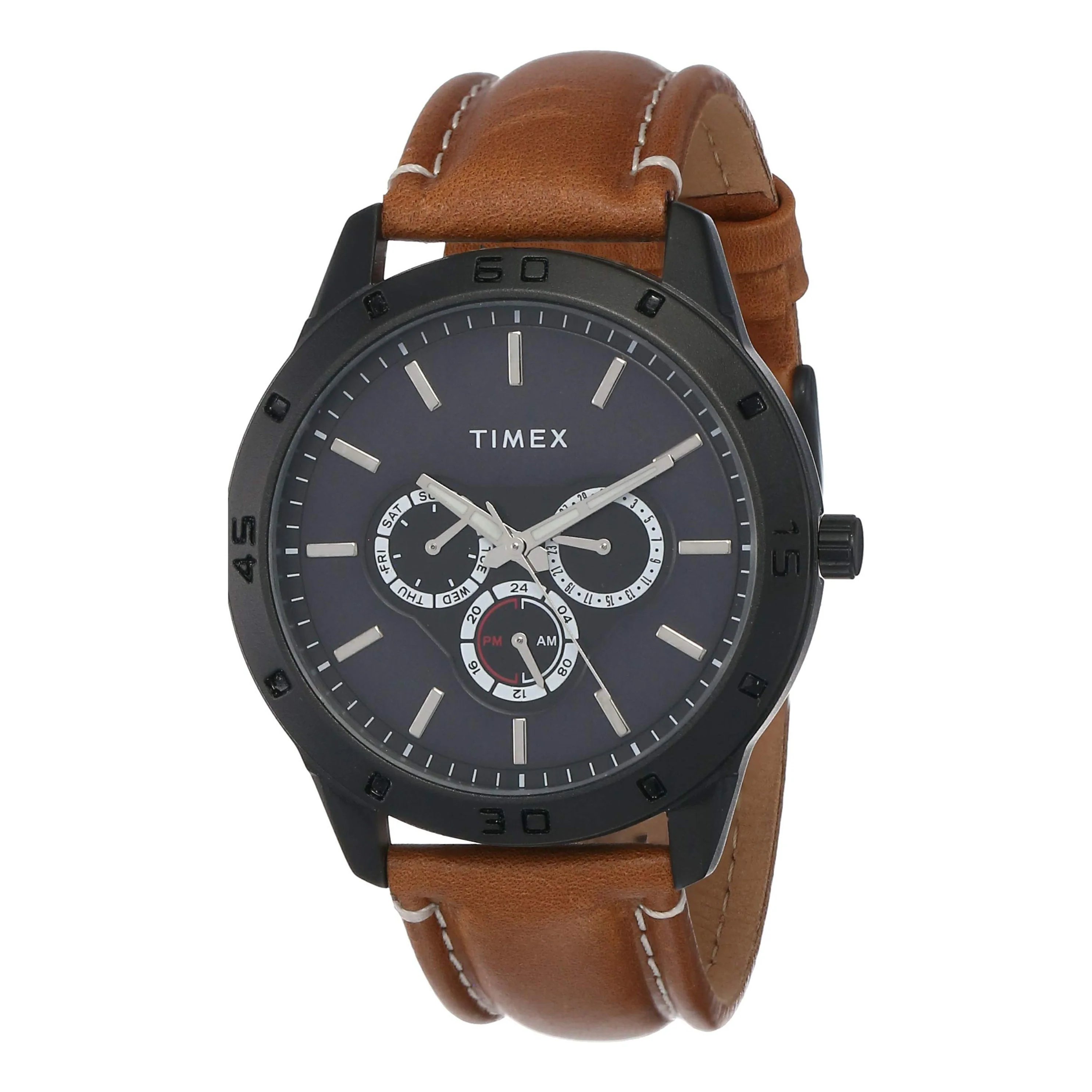 Analog Black Dial Men's Watch-TW000U913 Genuine Leather, brown Strap
