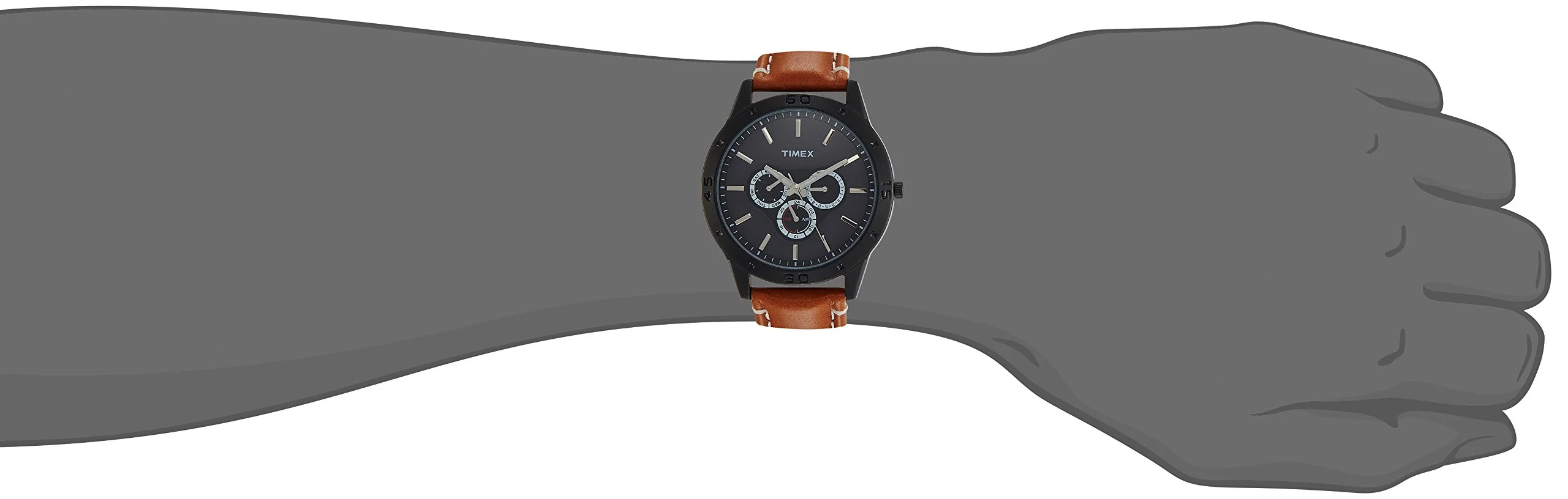 Analog Black Dial Men's Watch-TW000U913 Genuine Leather, brown Strap - Image 4