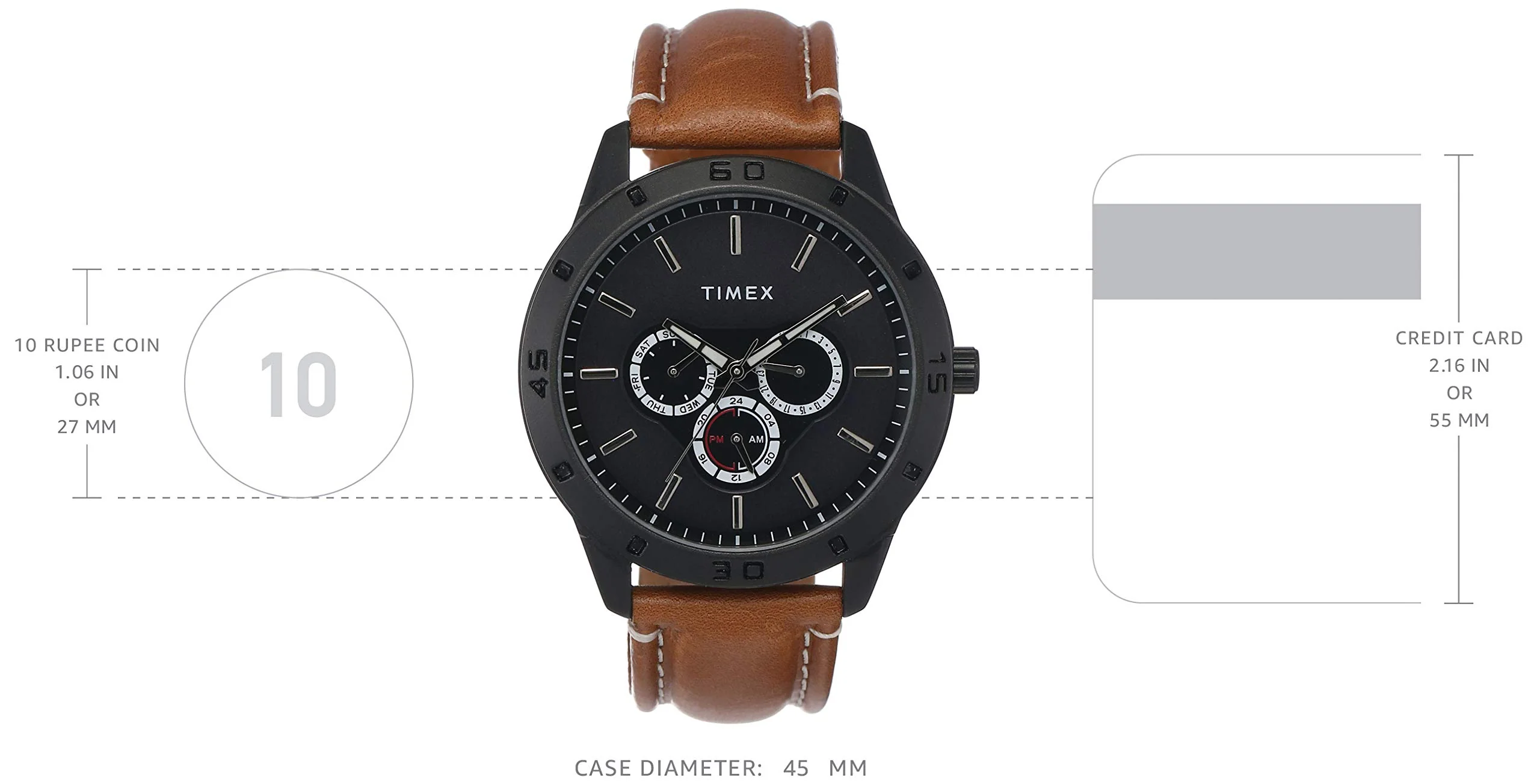Analog Black Dial Men's Watch-TW000U913 Genuine Leather, brown Strap - Image 5